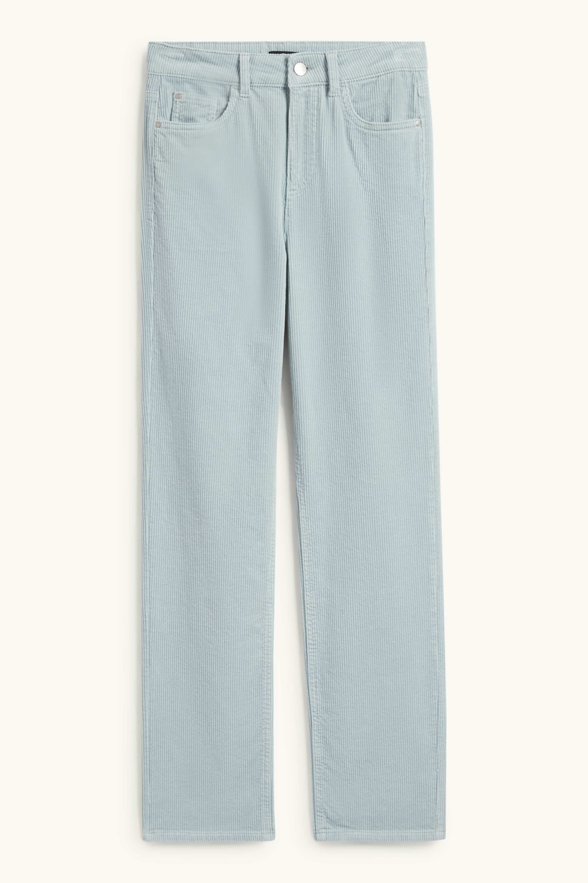 Corduroy trousers - high waist - straight fit light blue