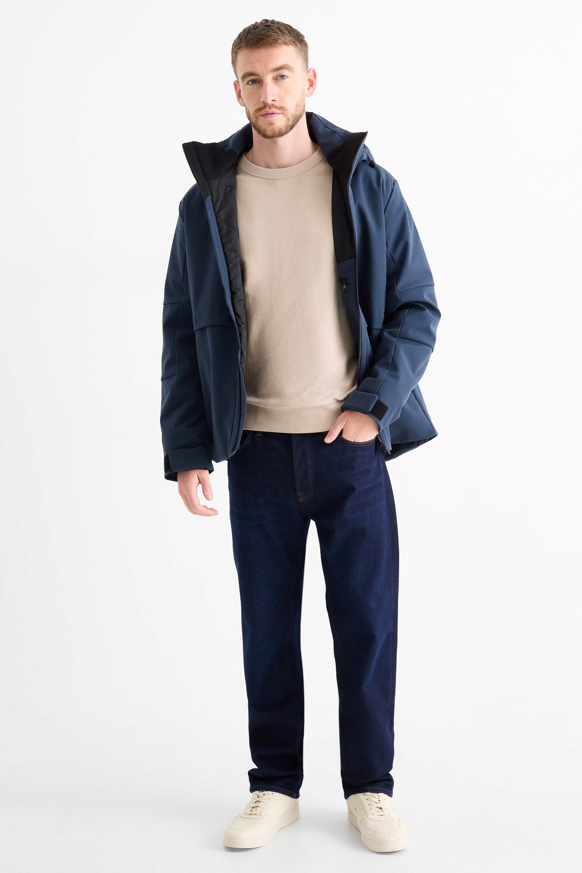 Sweatshirt - textured beige
