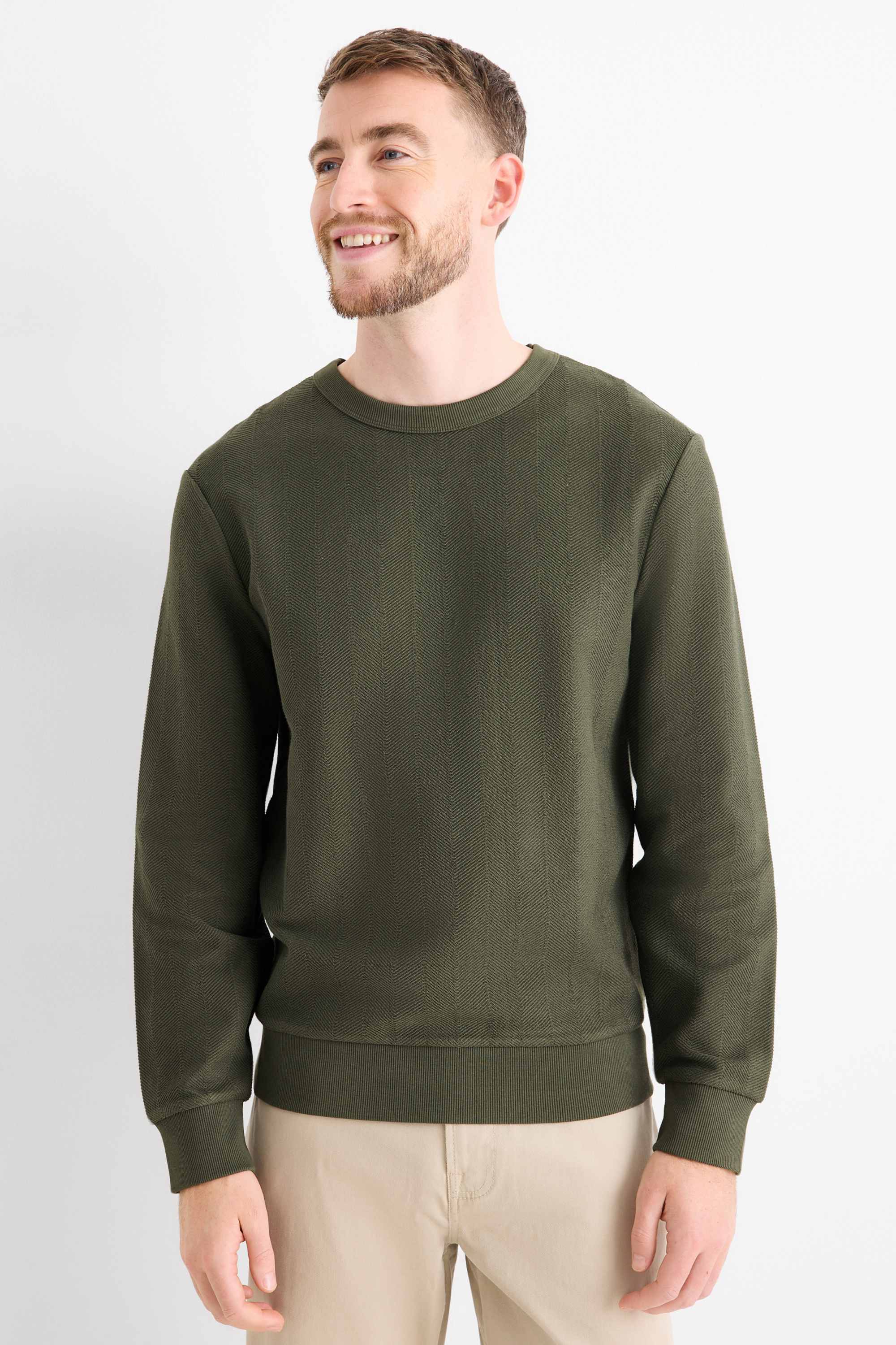 Sweatshirt - textured green