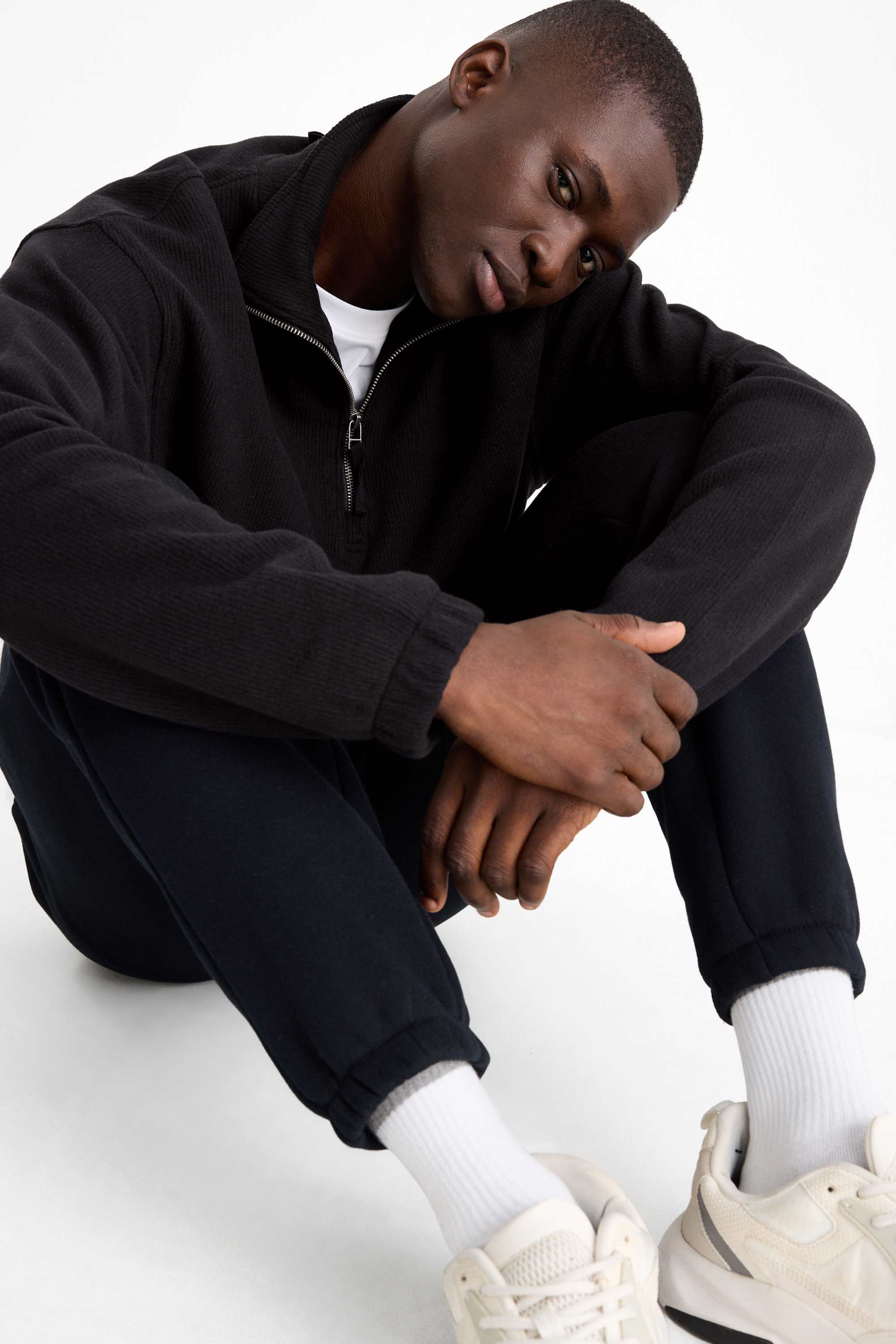 Sweatshirt - ribbed black