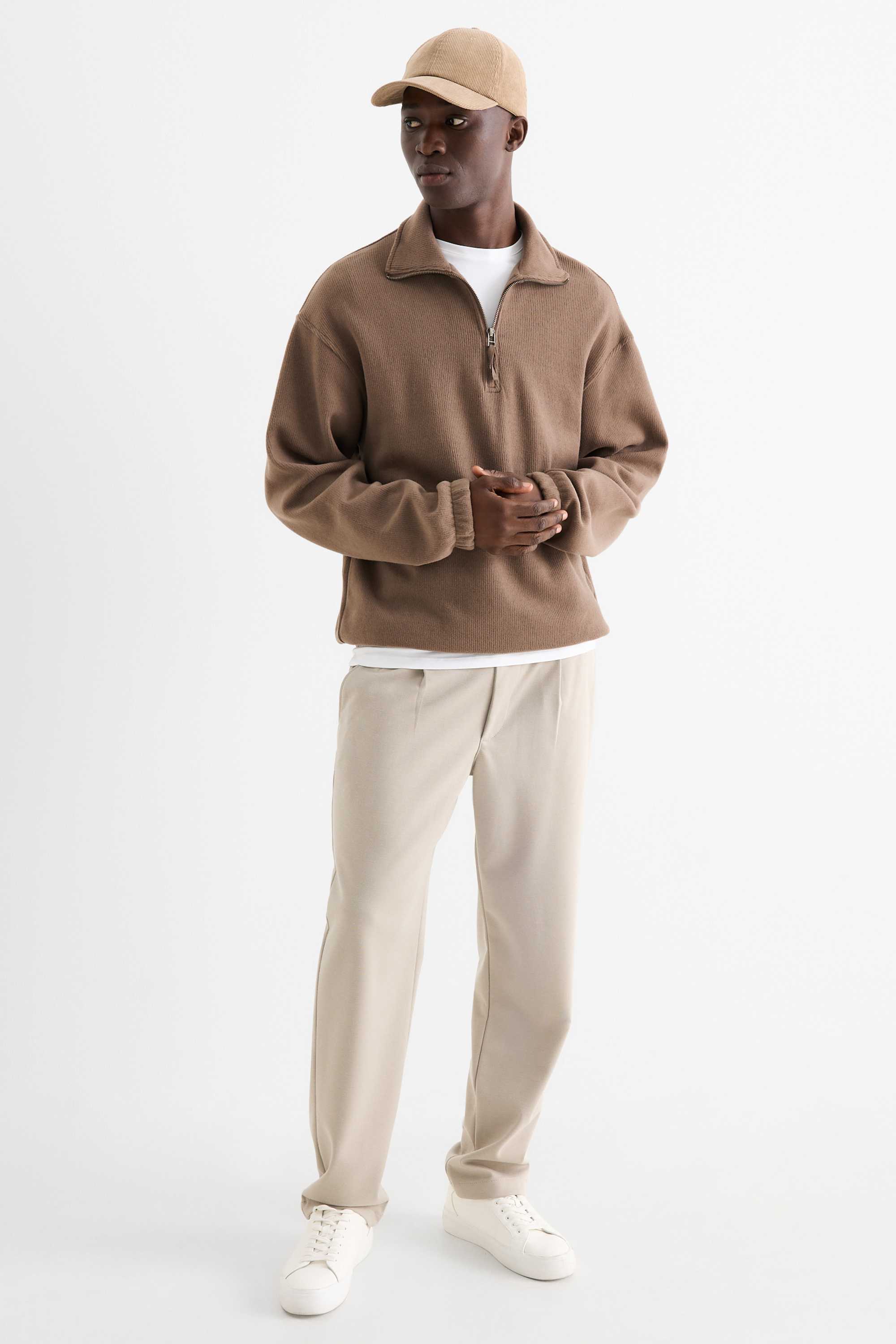 Sweatshirt - ribbed brown