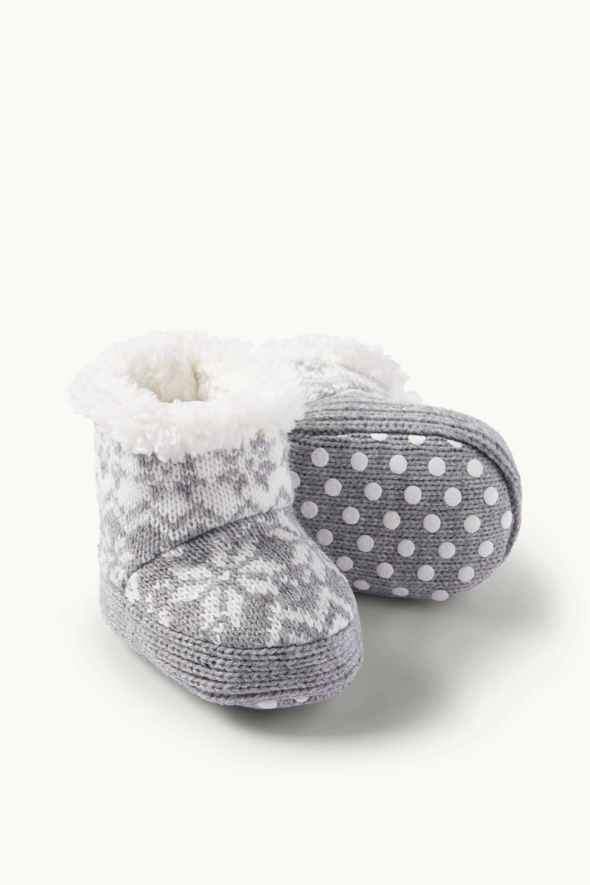 Baby booties - patterned gray