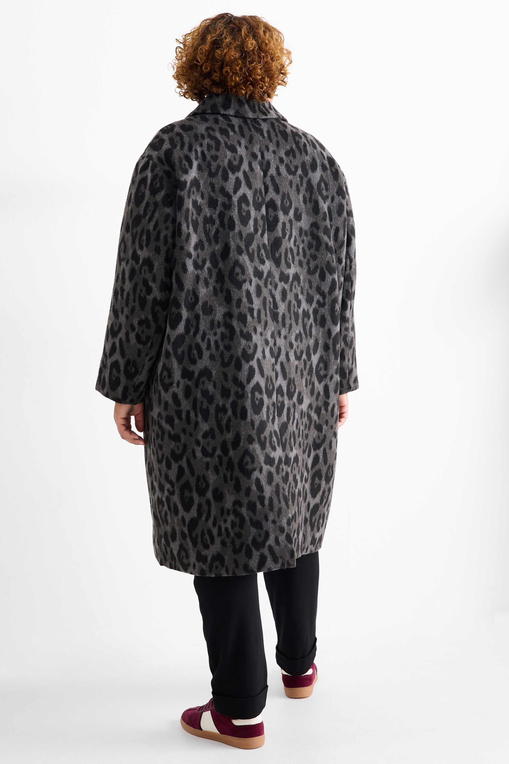 Coat - leopard print dark gray