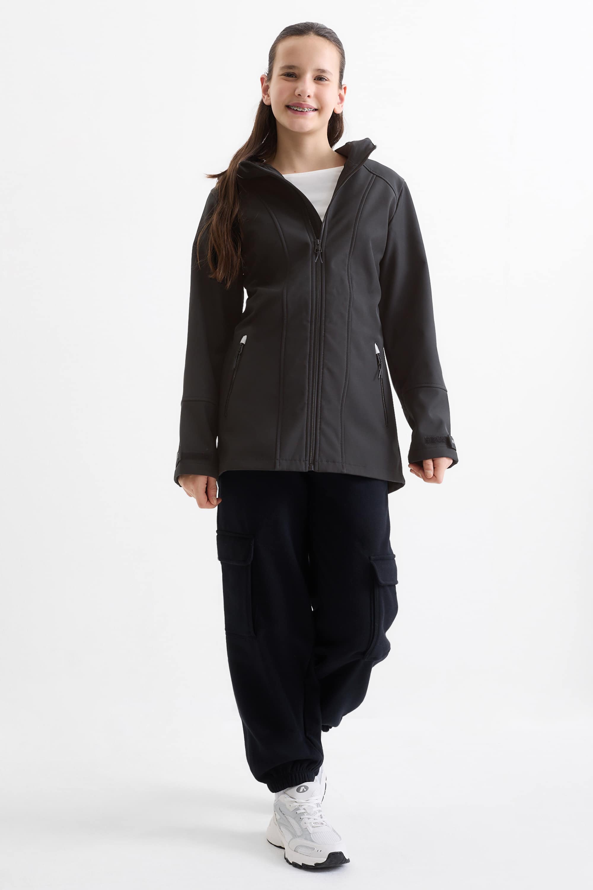 Softshell jacket with hood - waterproof black