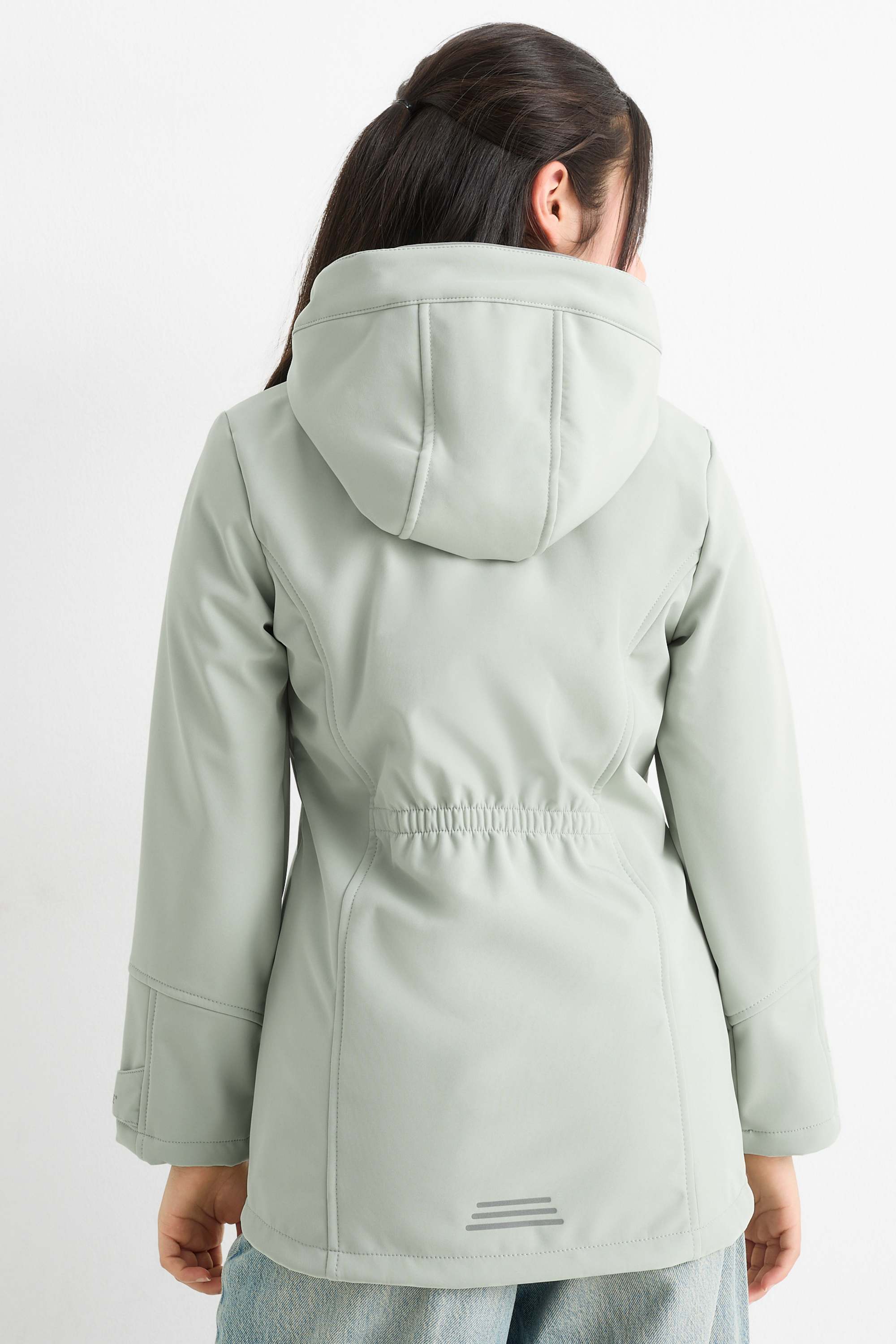 Softshell jacket with hood - waterproof mint green