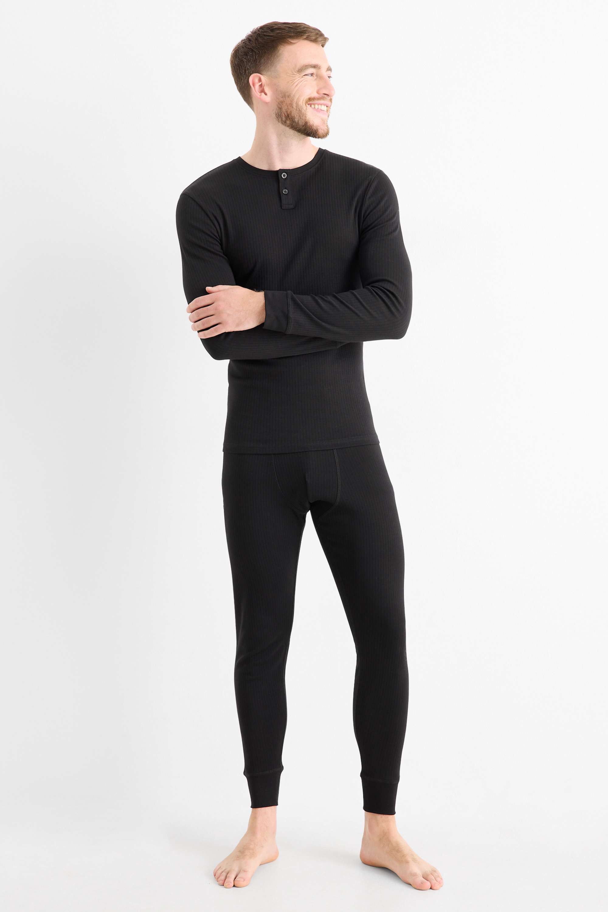 Long johns - ribbed black
