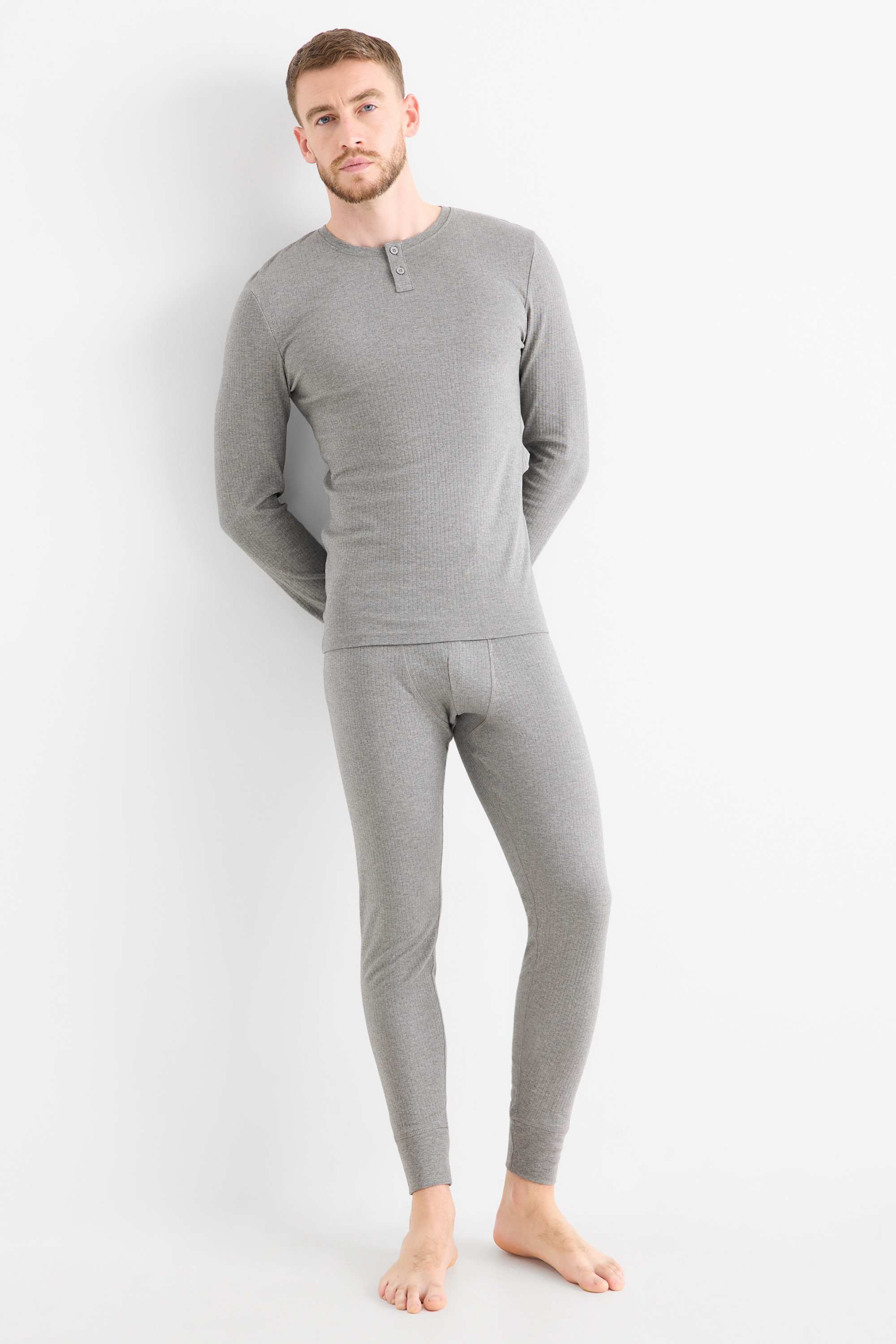 Long johns - ribbed gray