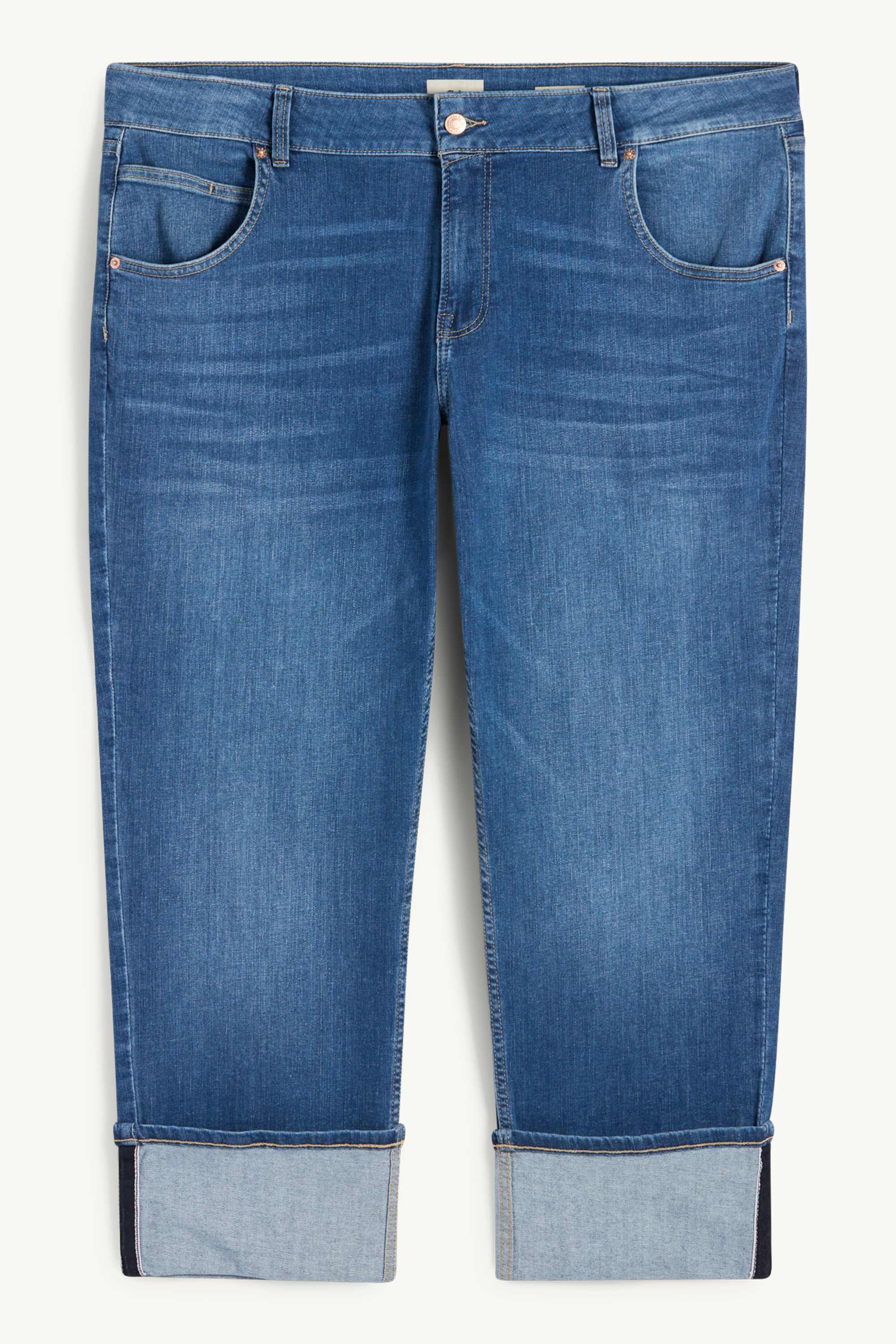 Straight jeans - mid-rise waist - LYCRA® blue denim