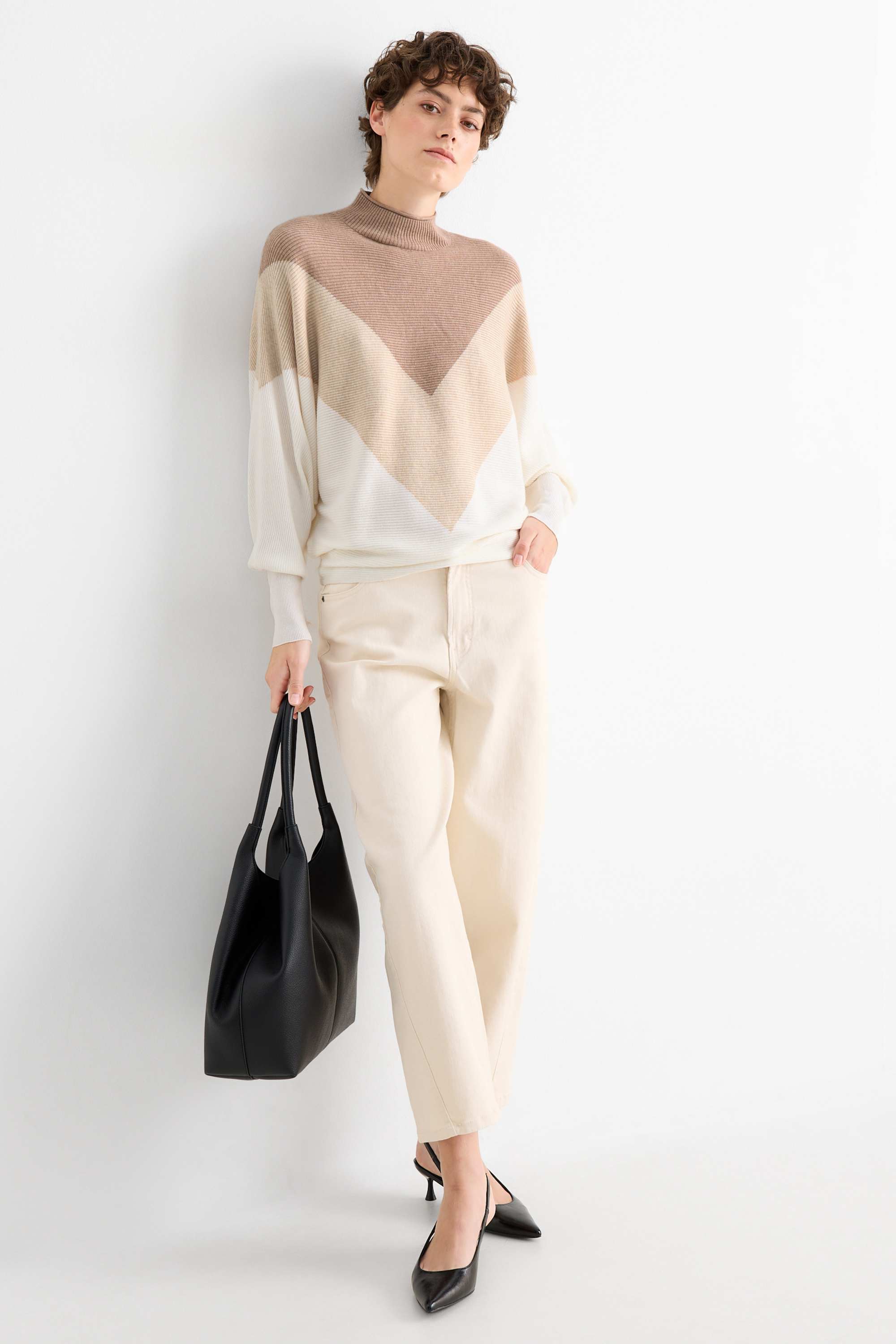 Jumper - ribbed beige