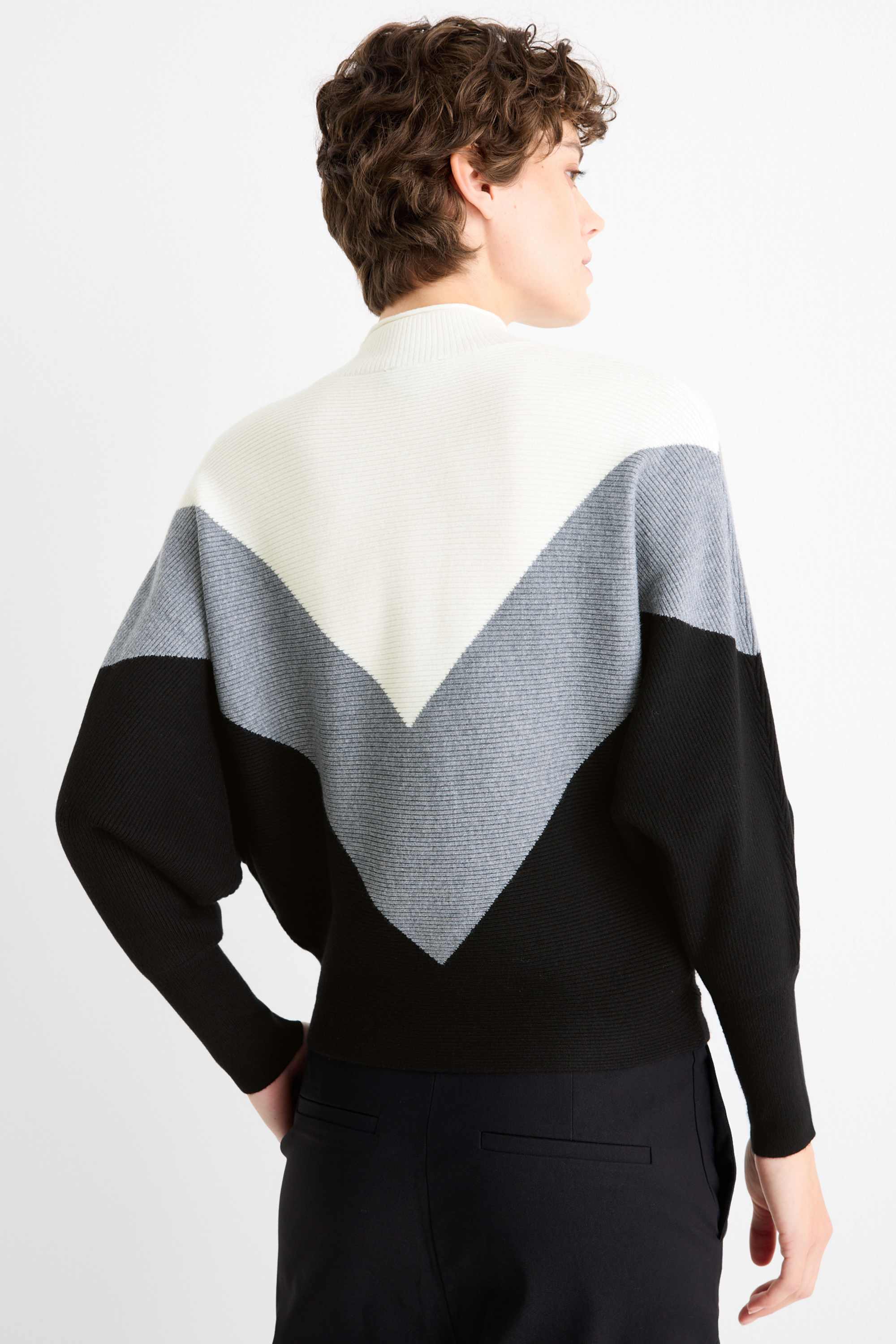 Jumper - ribbed gray / black
