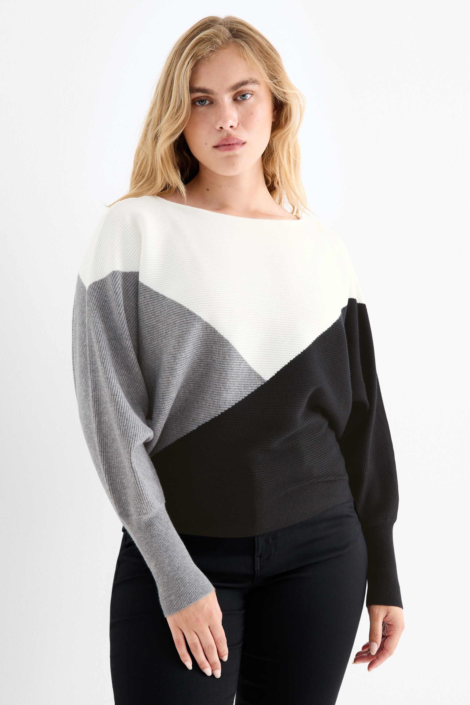 Jumper - ribbed black / white
