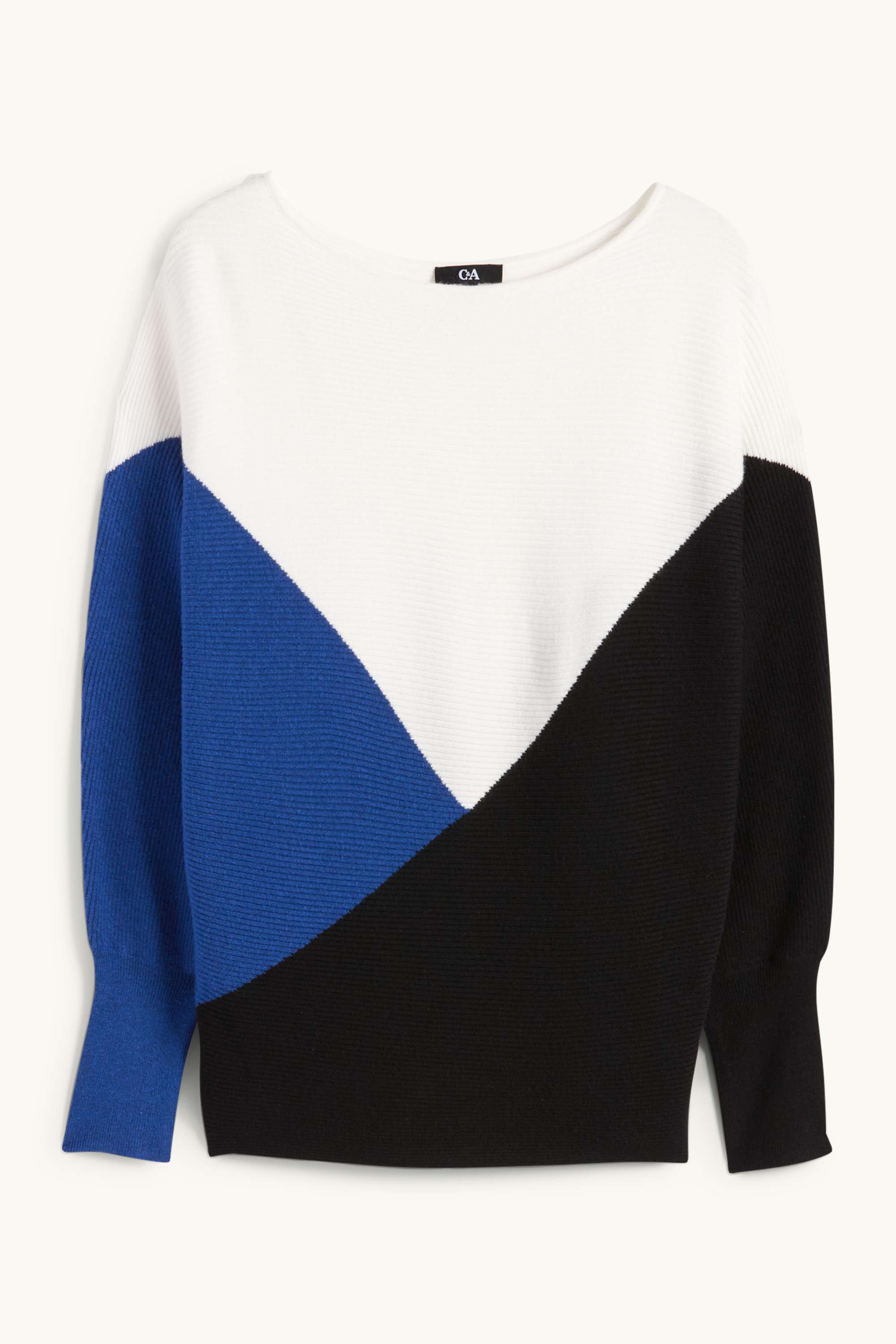 Jumper - ribbed blue / creme