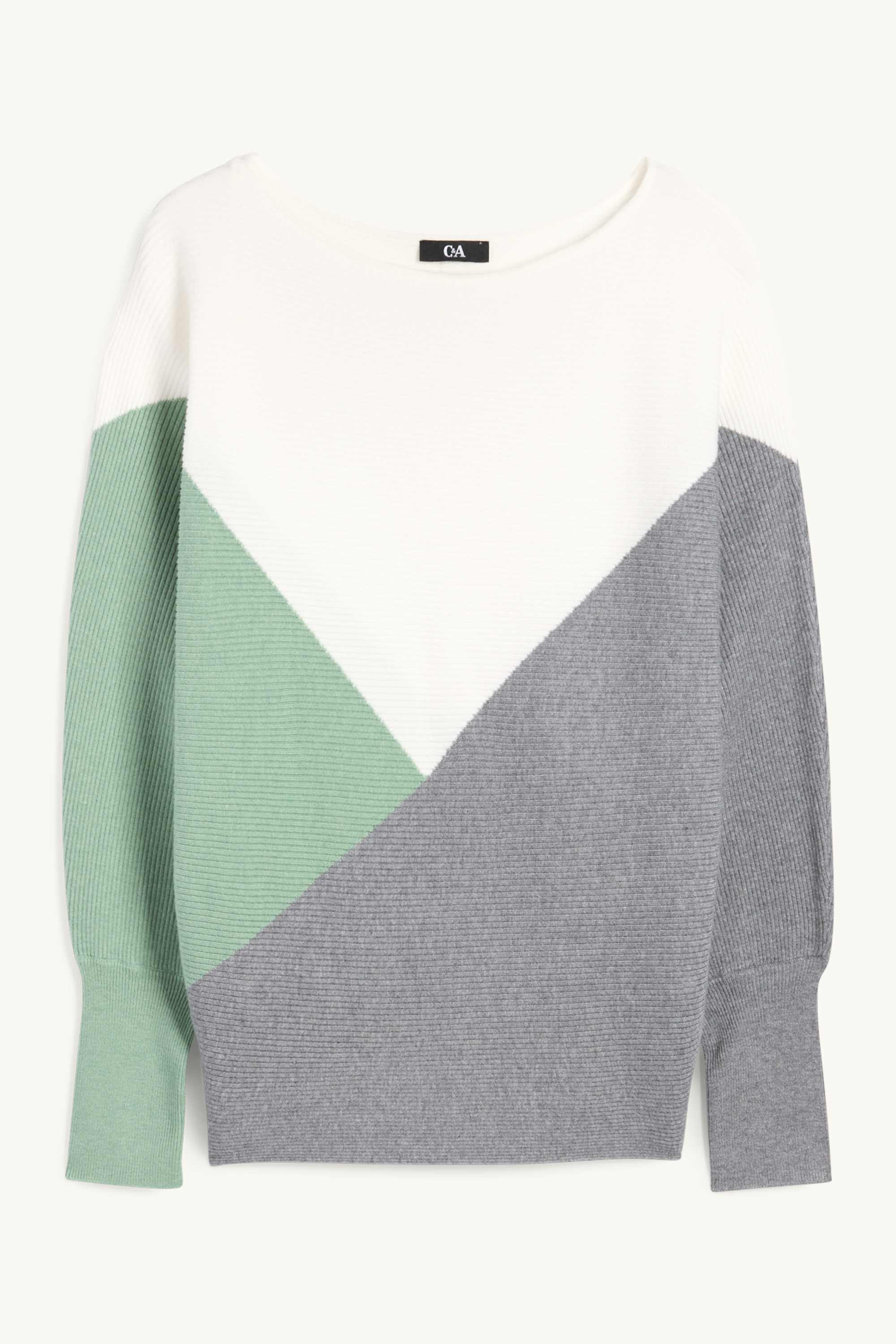Jumper - ribbed green / cremewhite