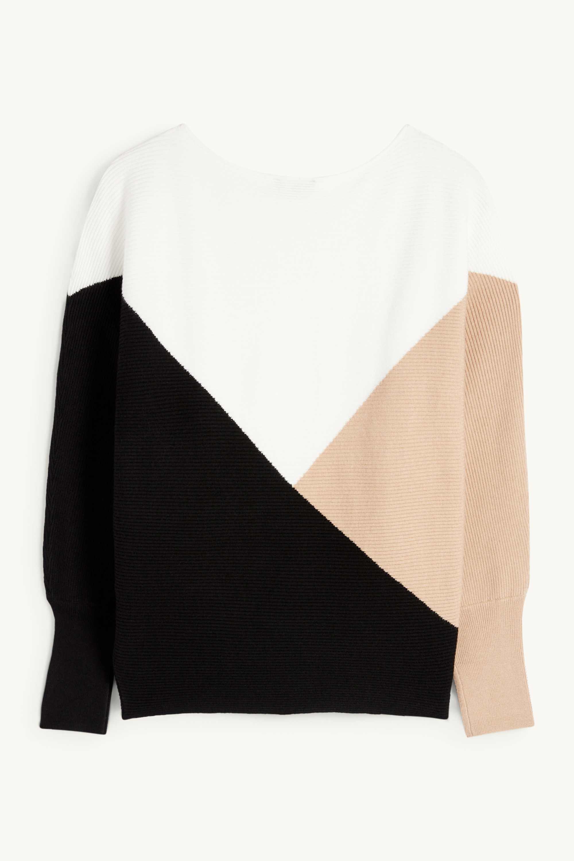Jumper - ribbed white / beige