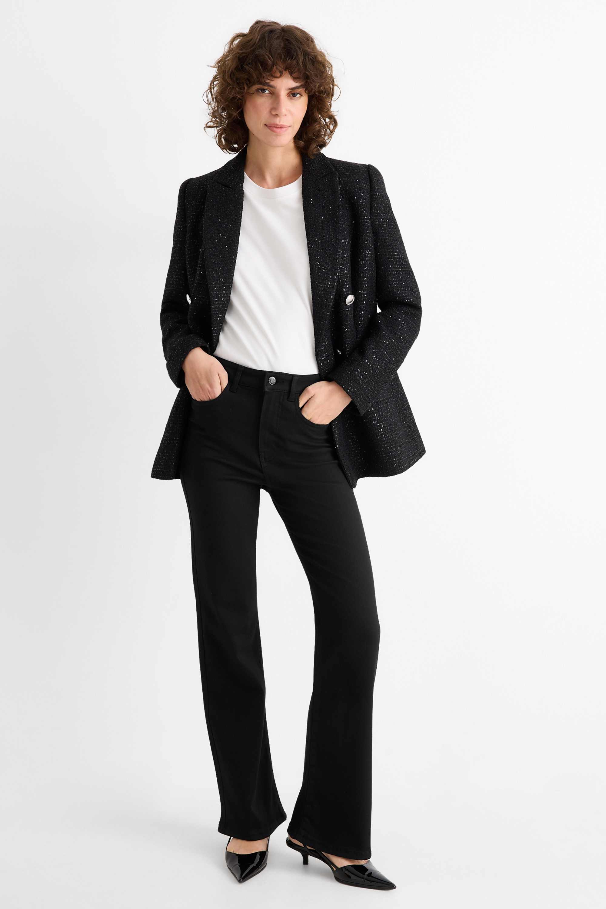 Cloth trousers - high waist - recycled black