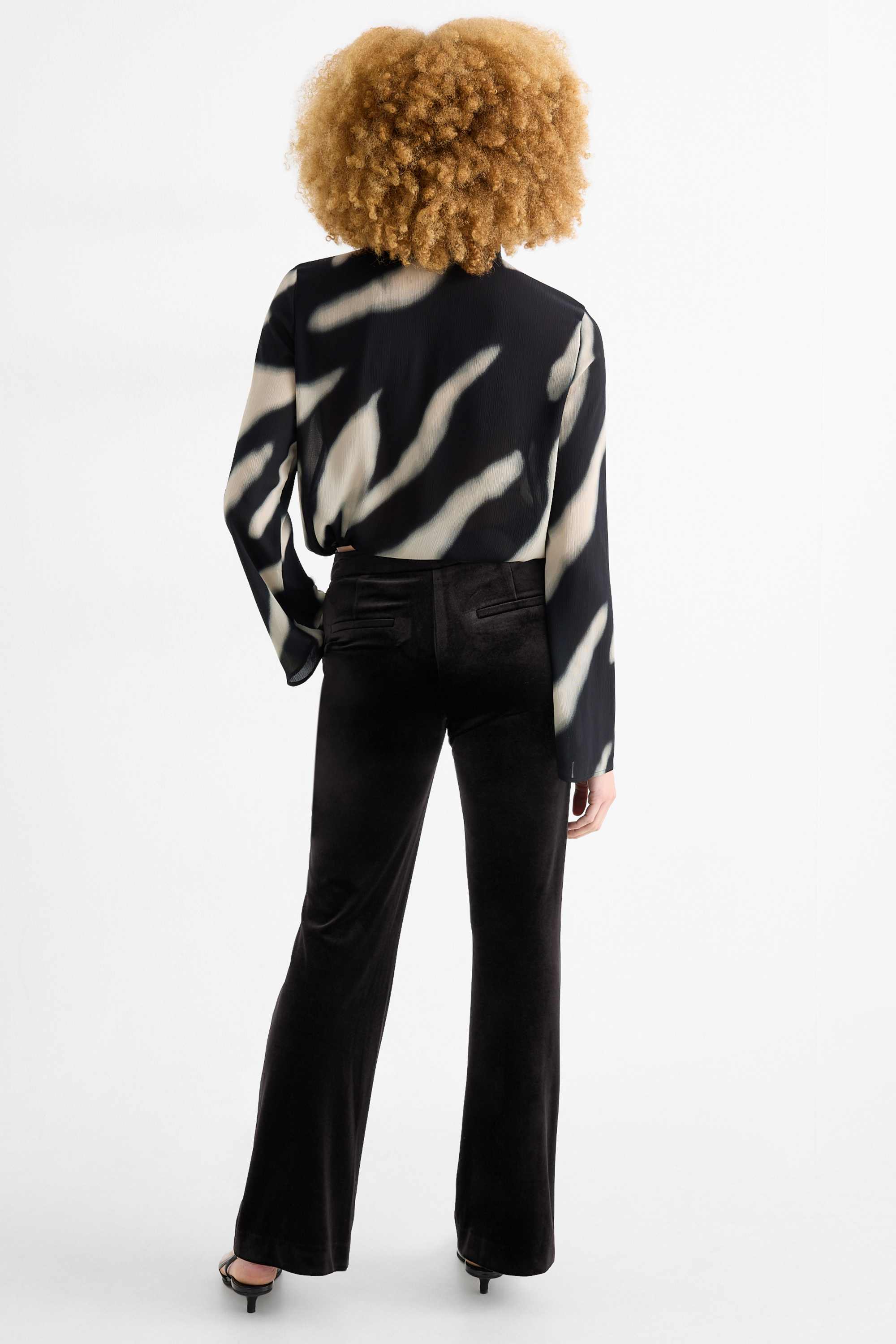 Velvet trousers - high waist - flared black