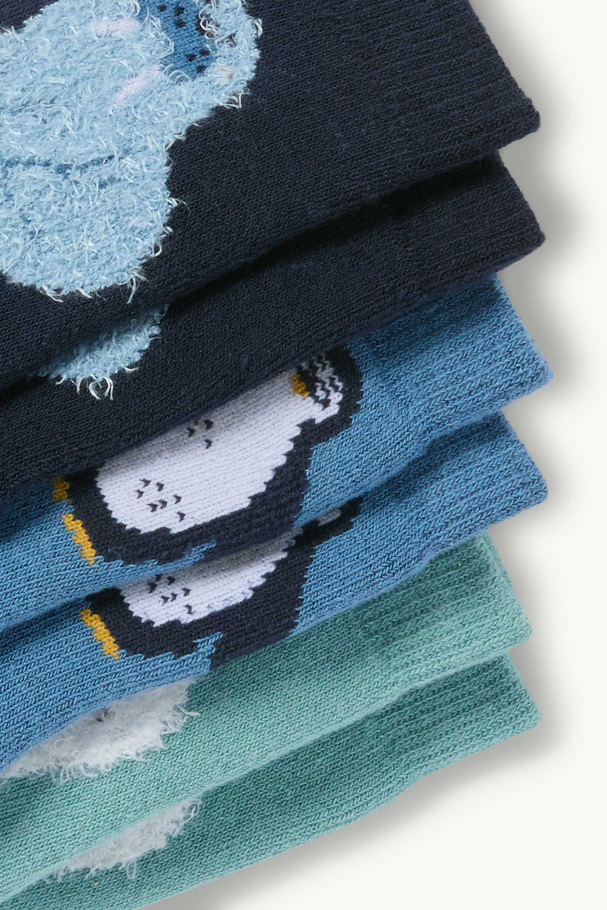 Multipack of 3 - penguin and polar bear - warm socks with motif dark blue