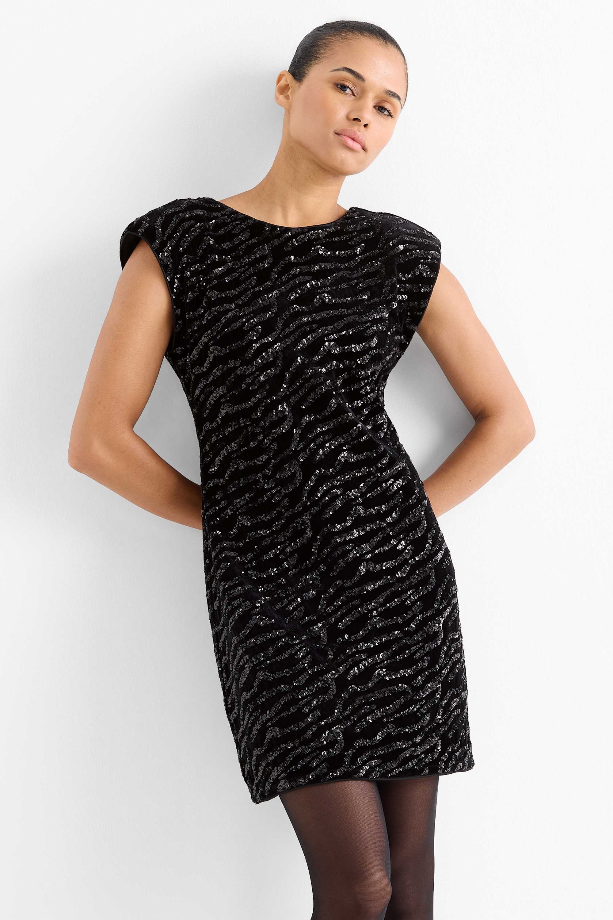 Sequin bodycon dress black