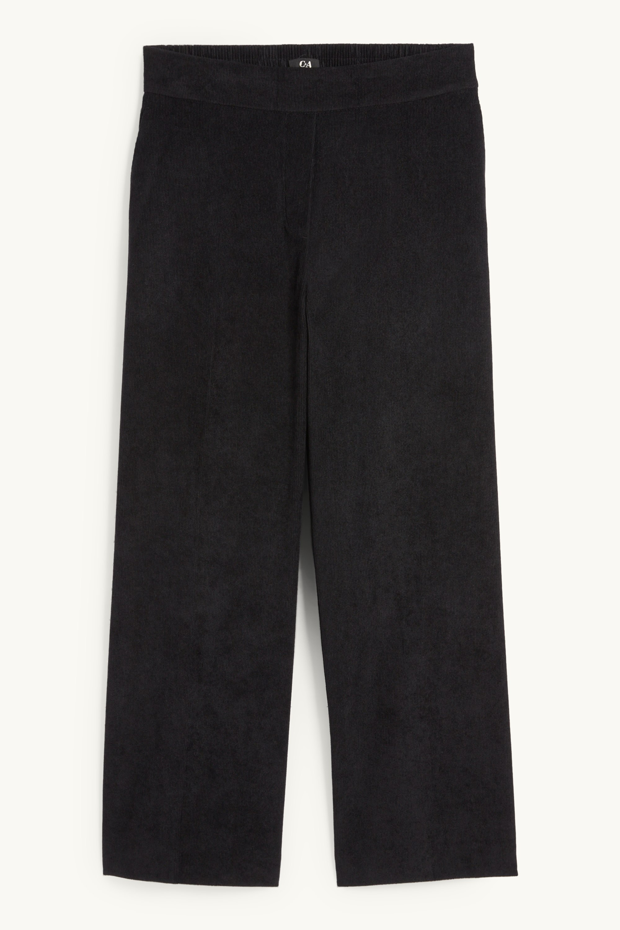 Corduroy trousers - mid-rise waist - wide leg black