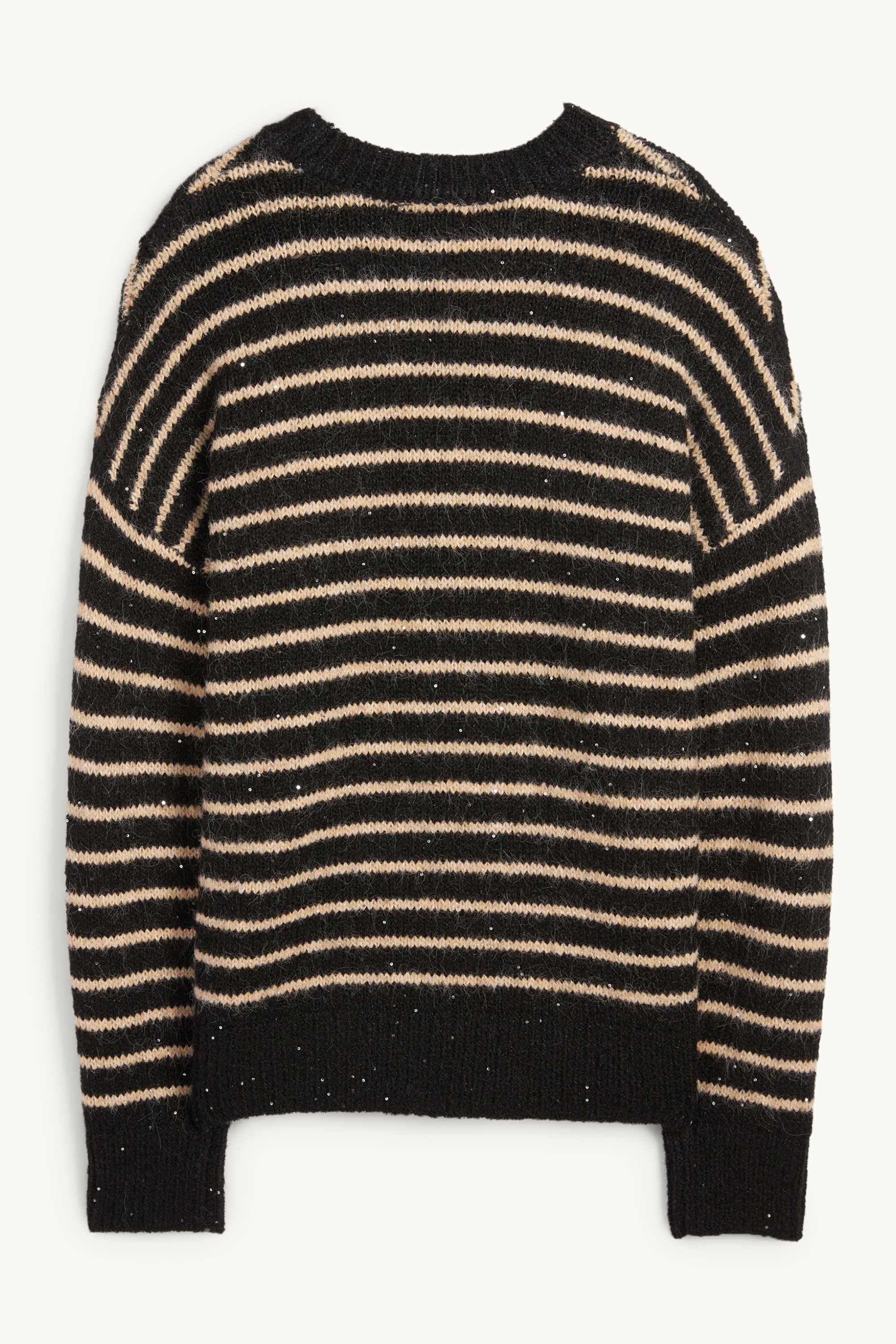 Jumper - shiny - striped black / beige
