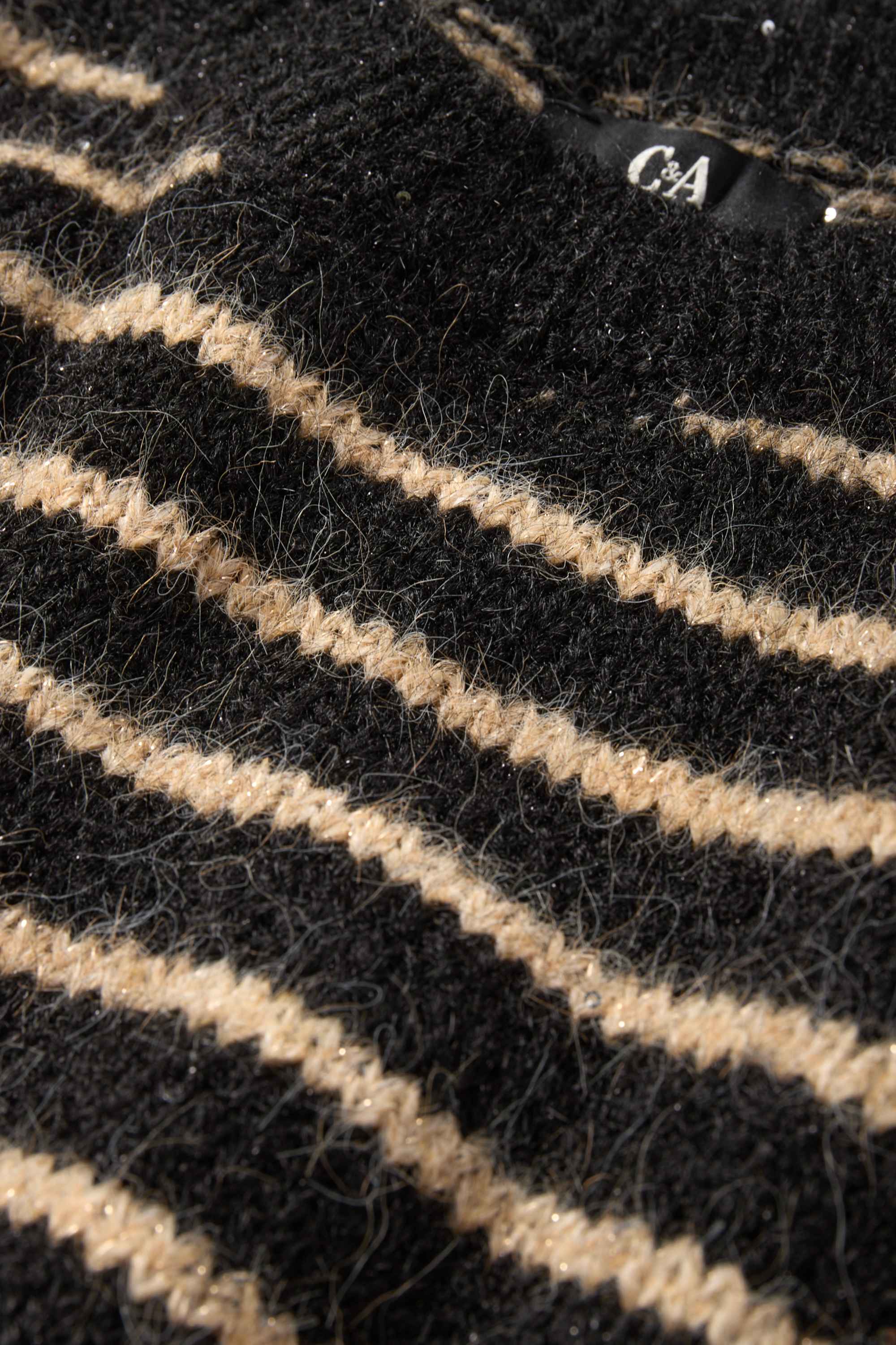 Jumper - shiny - striped black / beige
