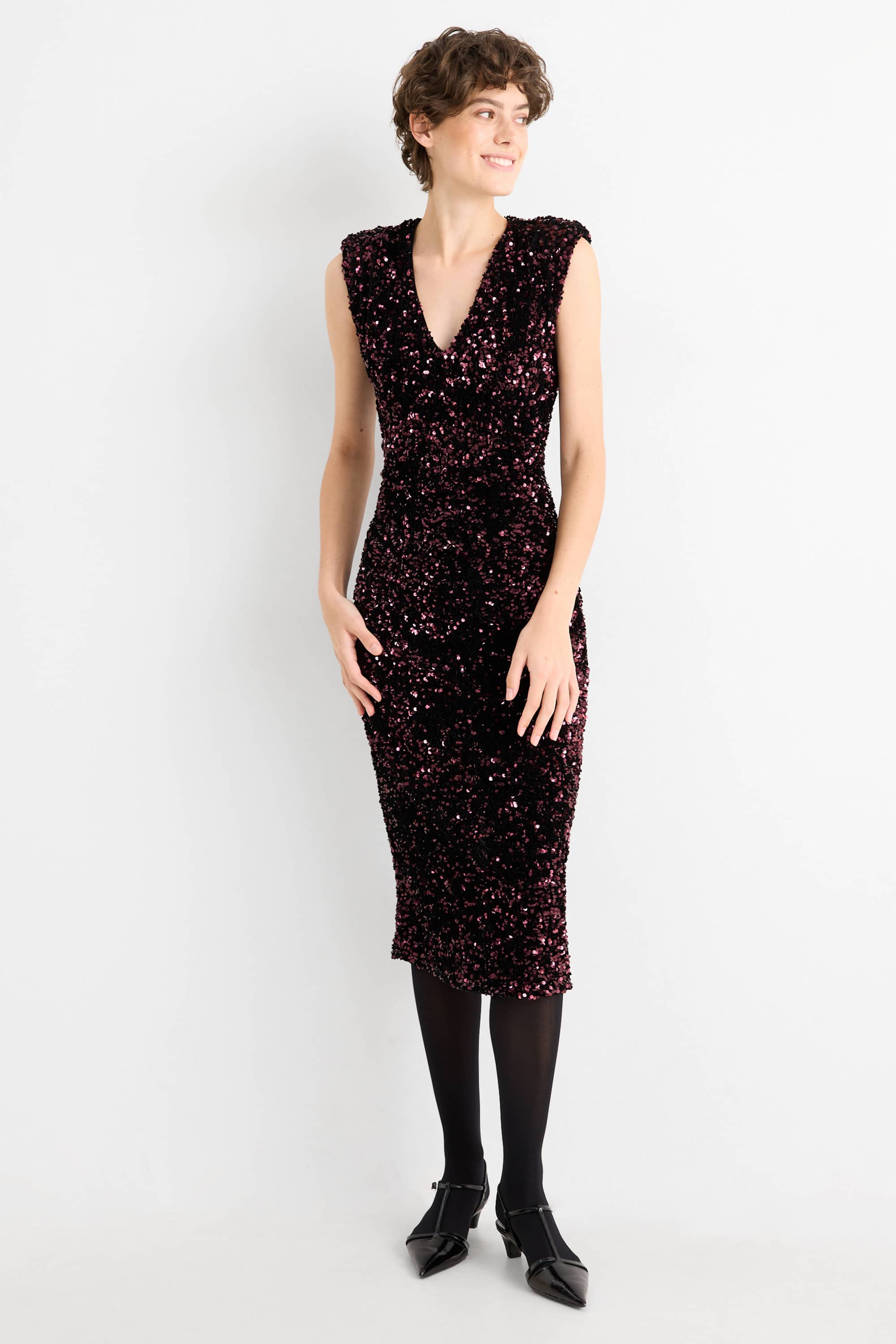 Sequin bodycon dress bordeaux