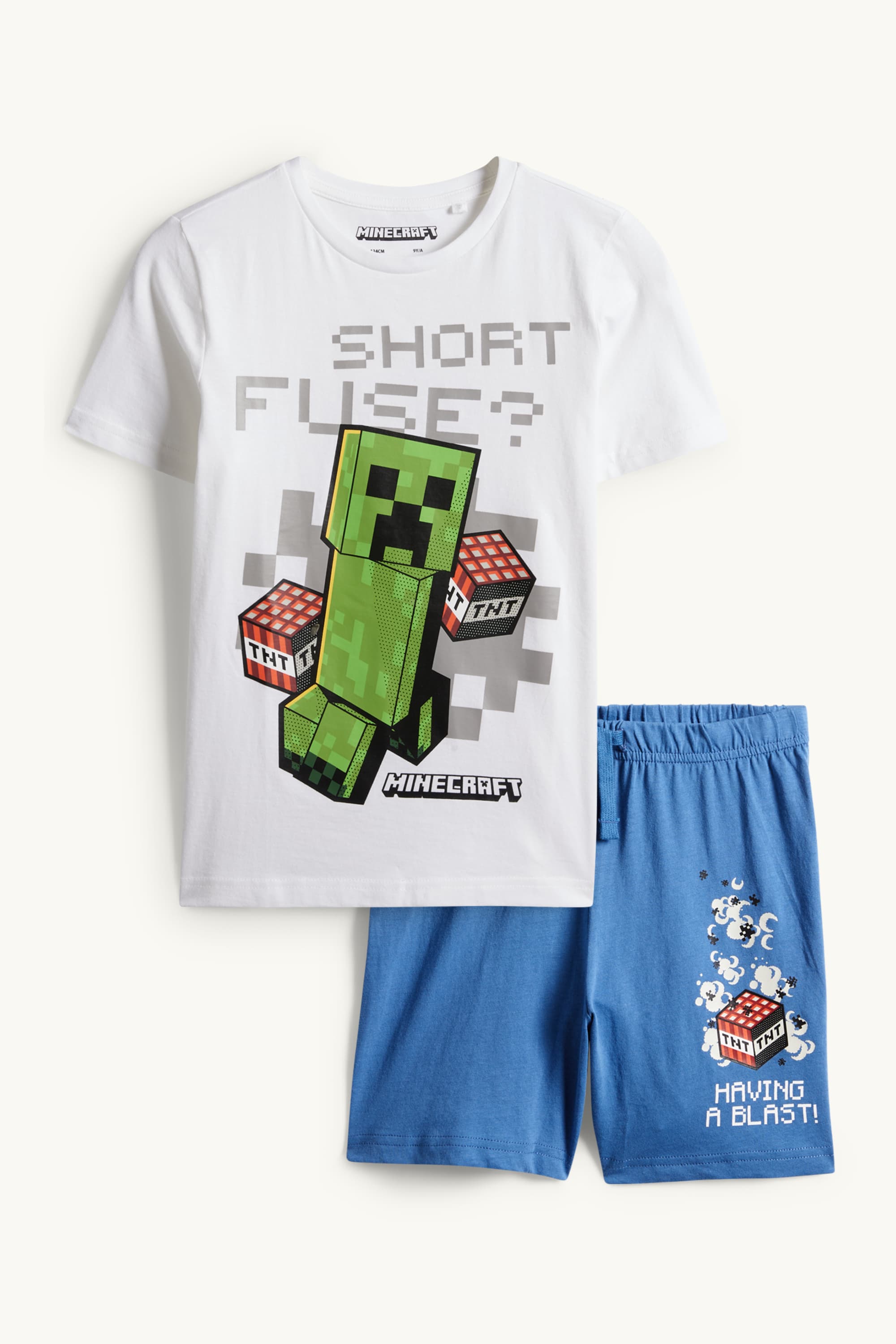 Minecraft - short pyjamas - 2 piece blue / creme