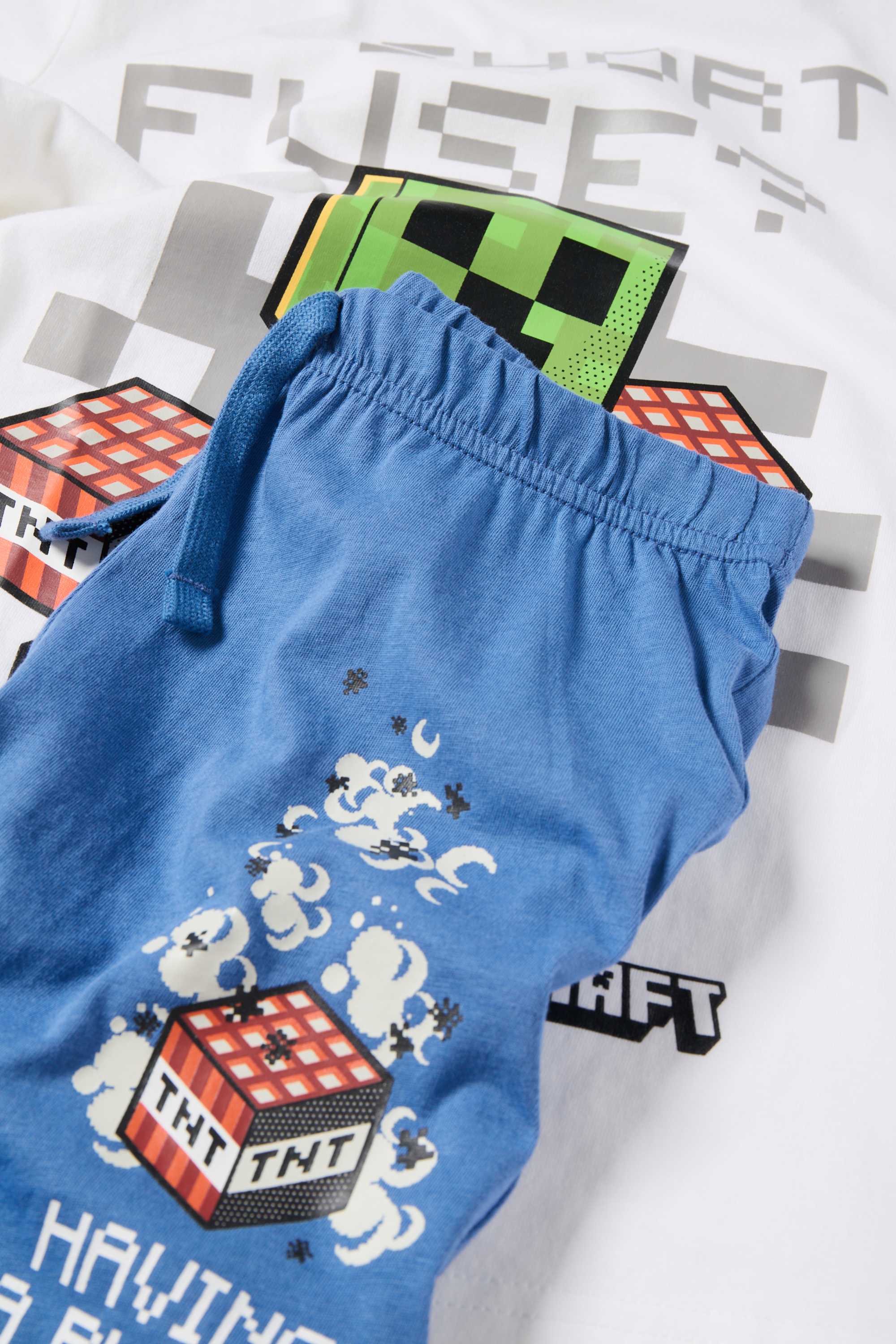 Minecraft - short pyjamas - 2 piece blue / creme