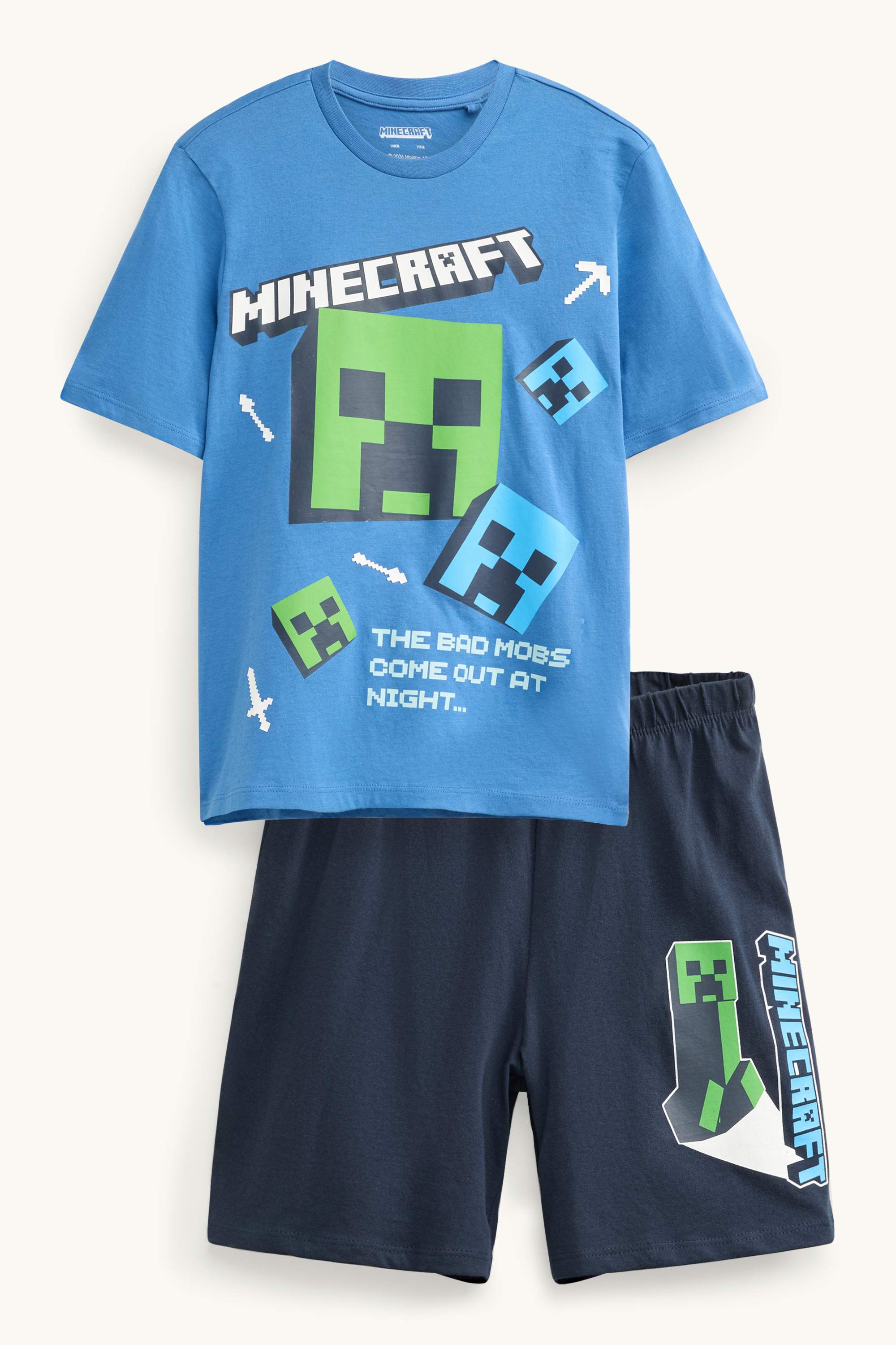 Minecraft - short pyjamas - 2 piece blue / dark blue