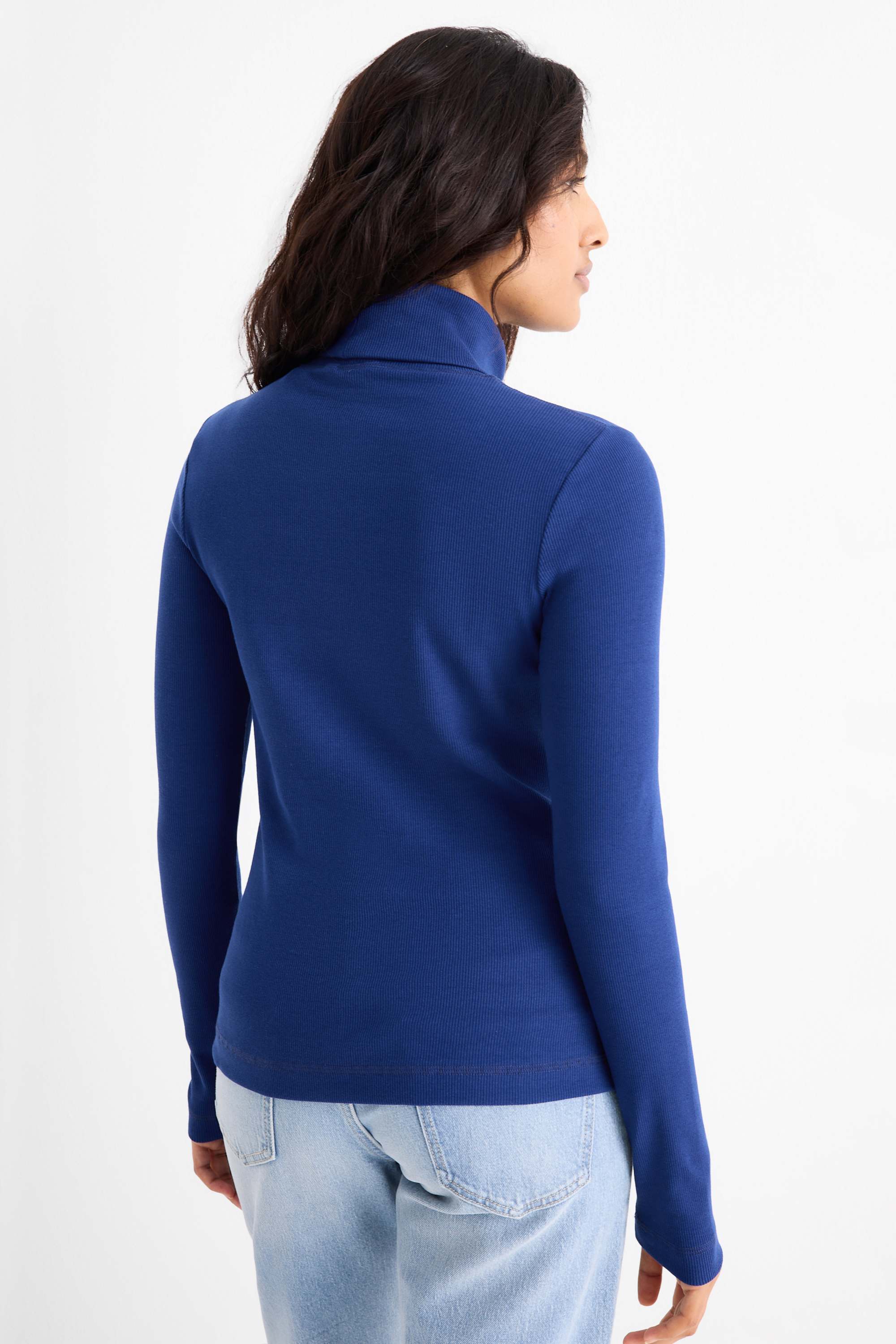 Multipack of 2 - turtleneck top - ribbed blue / black