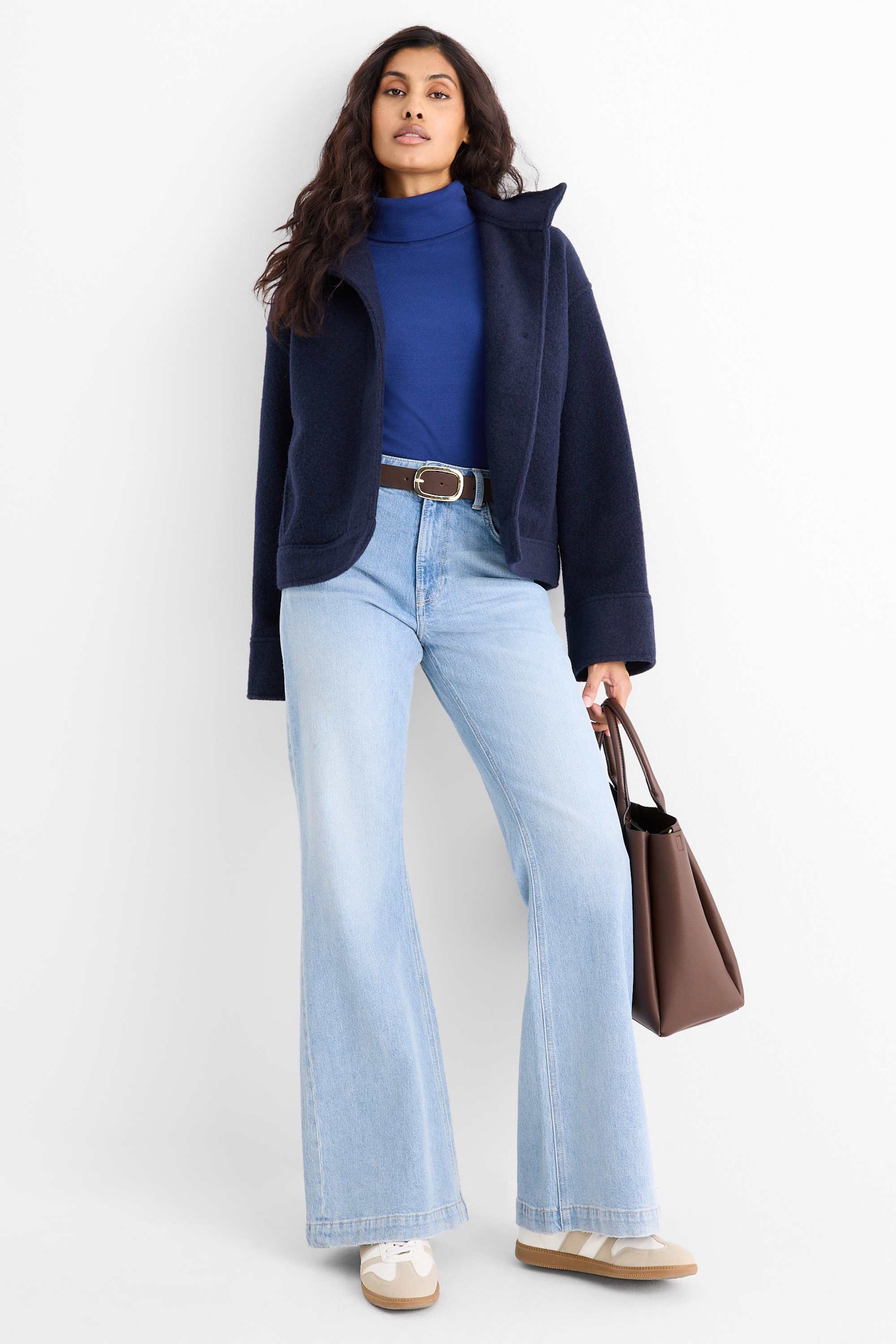 Multipack of 2 - turtleneck top - ribbed blue / black