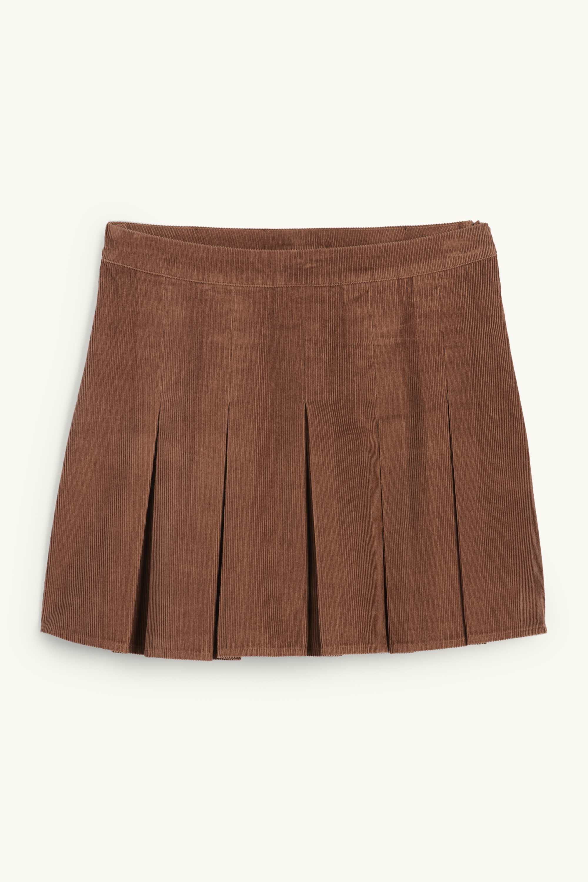 Corduroy pleated skirt brown
