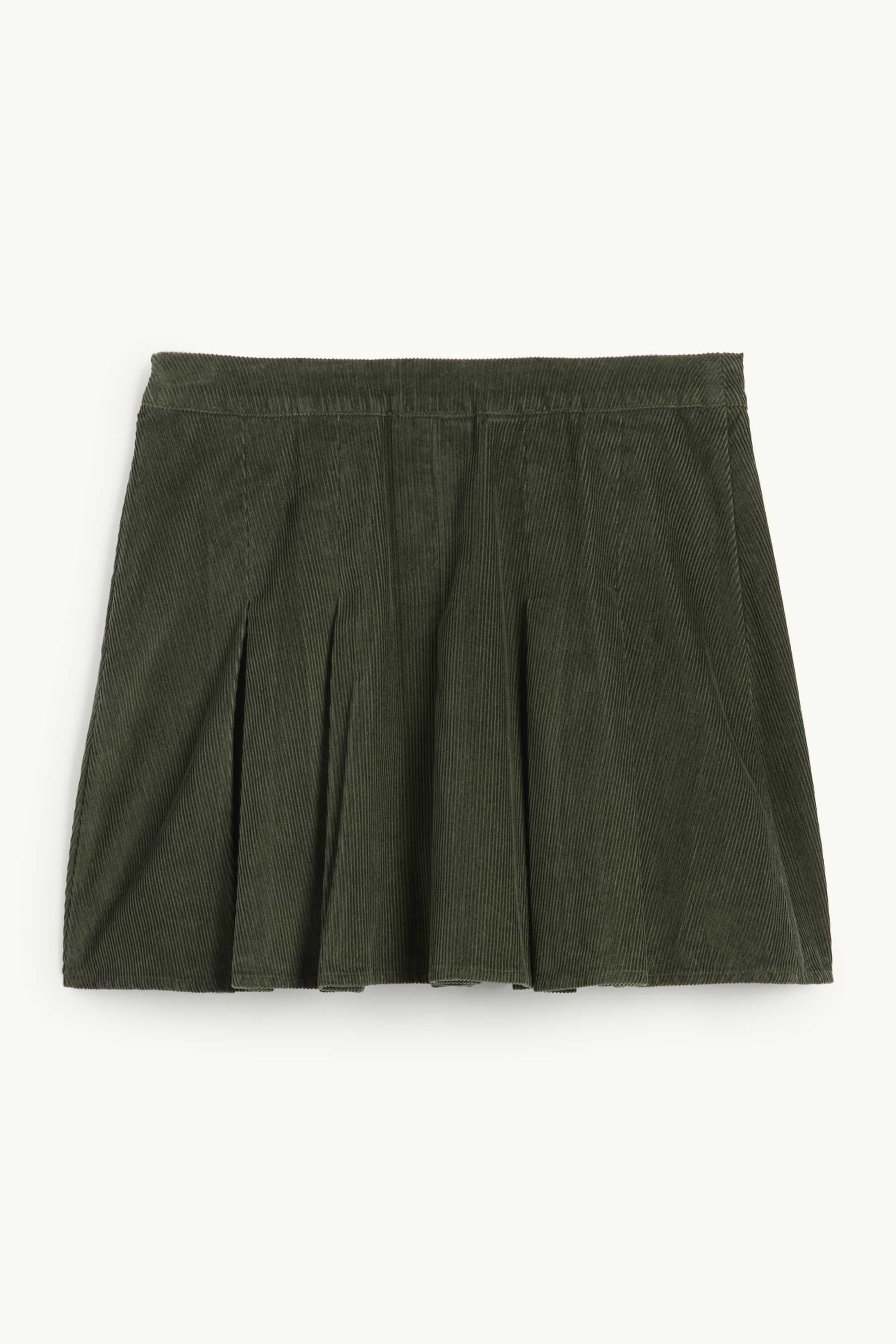 Corduroy pleated skirt dark green