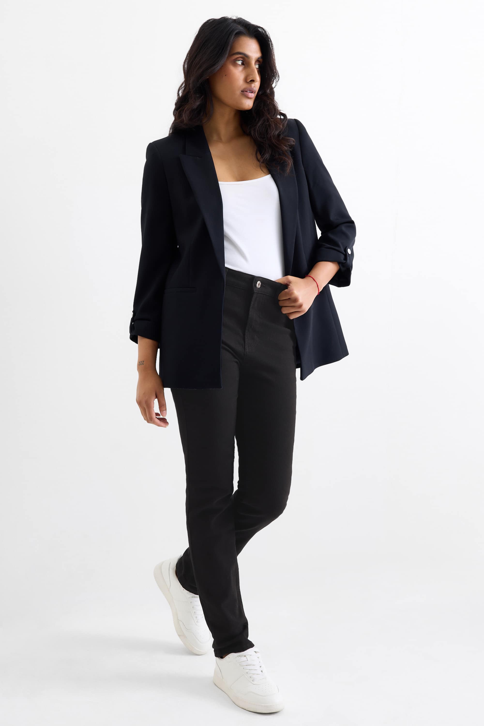 Cloth trousers - high waist - slim fit black