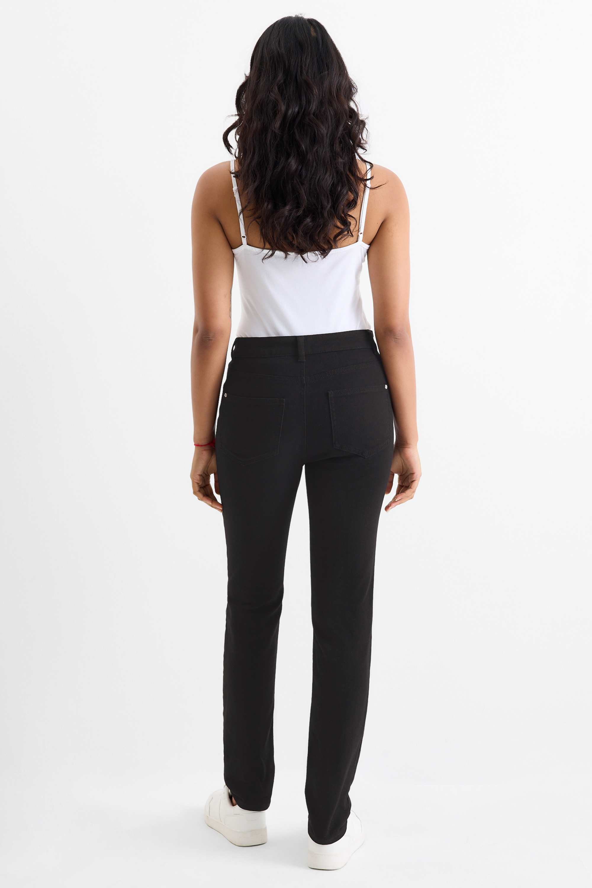 Cloth trousers - high waist - slim fit black