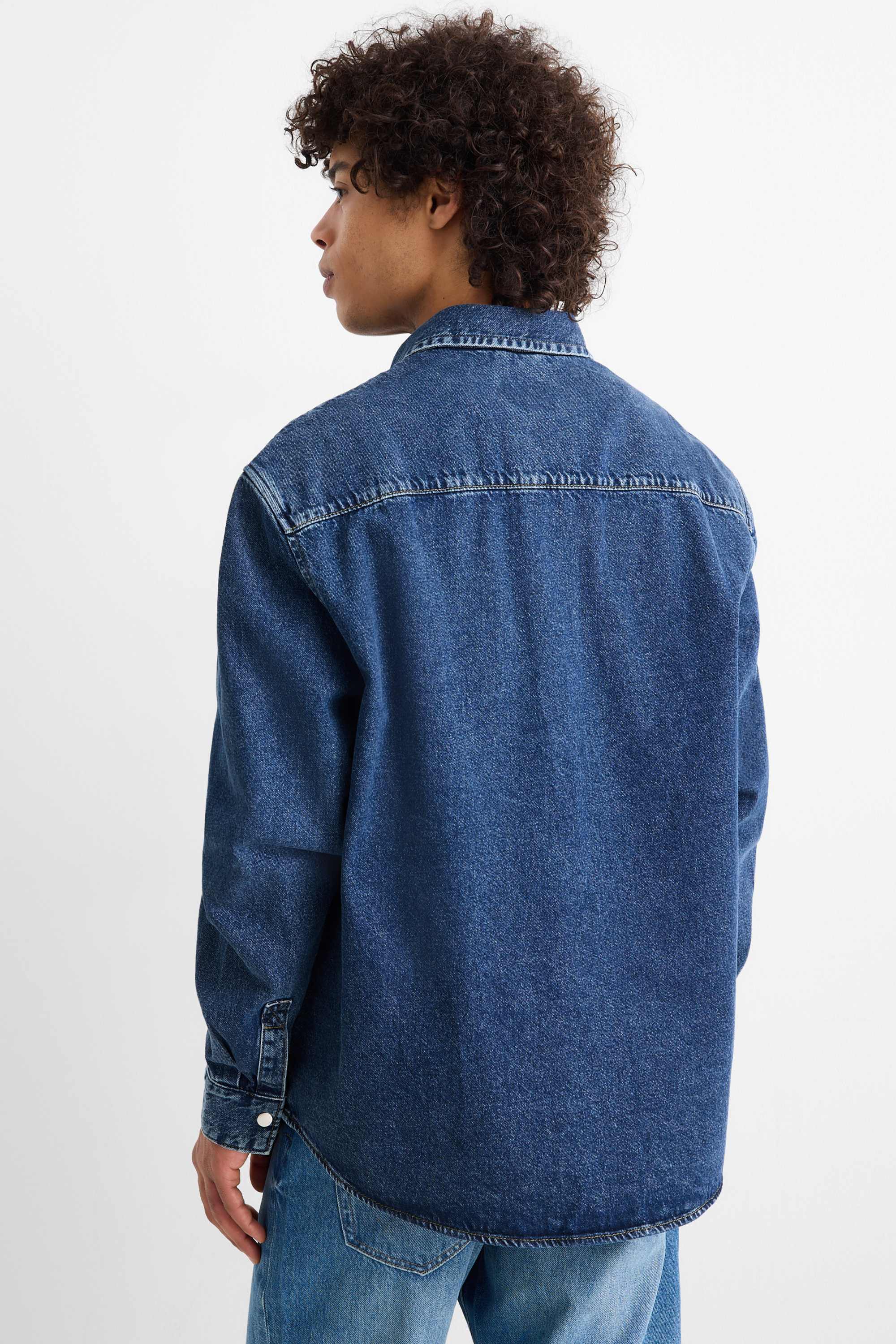 Denim shirt - oversized - kent collar blue denim