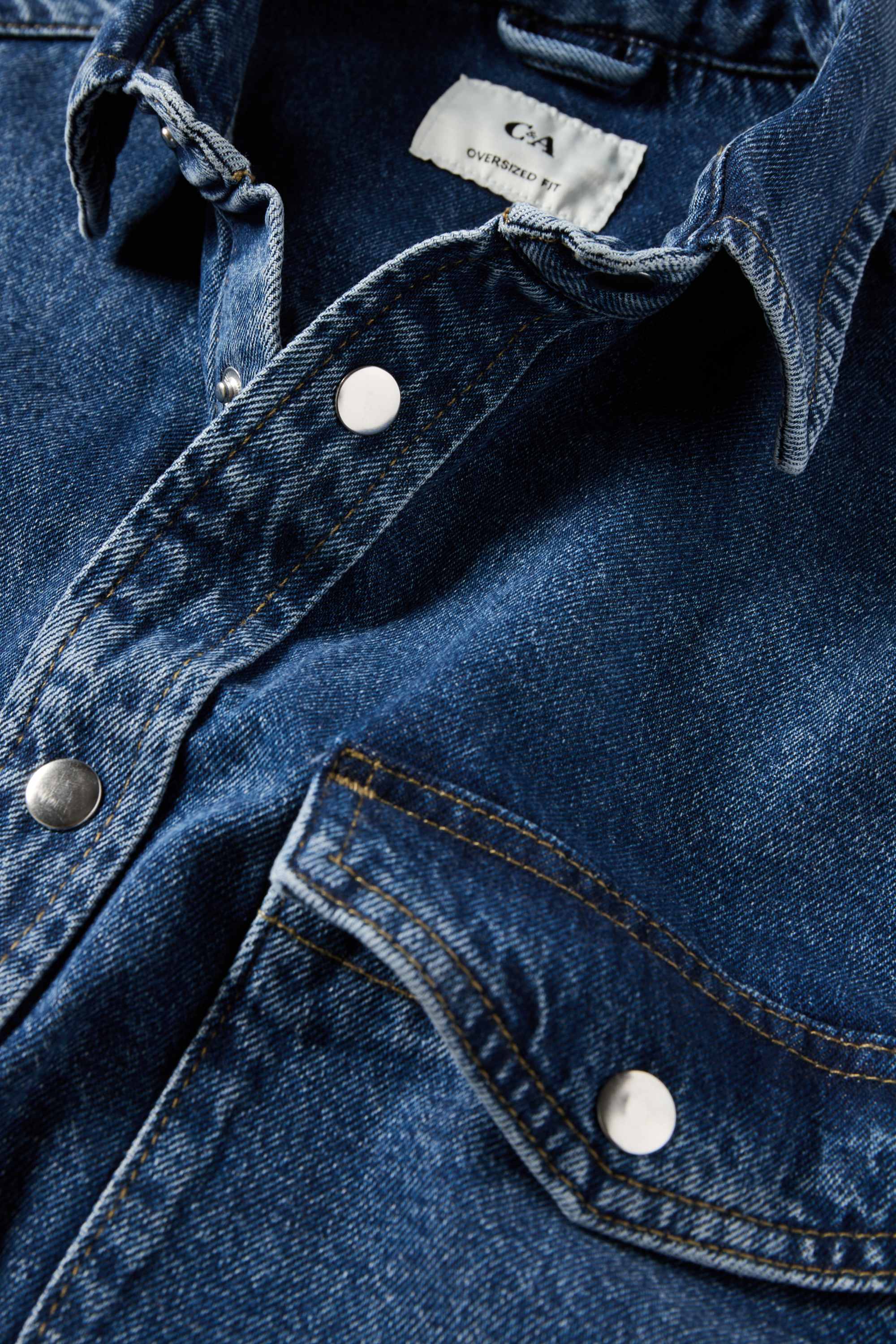 Denim shirt - oversized - kent collar blue denim