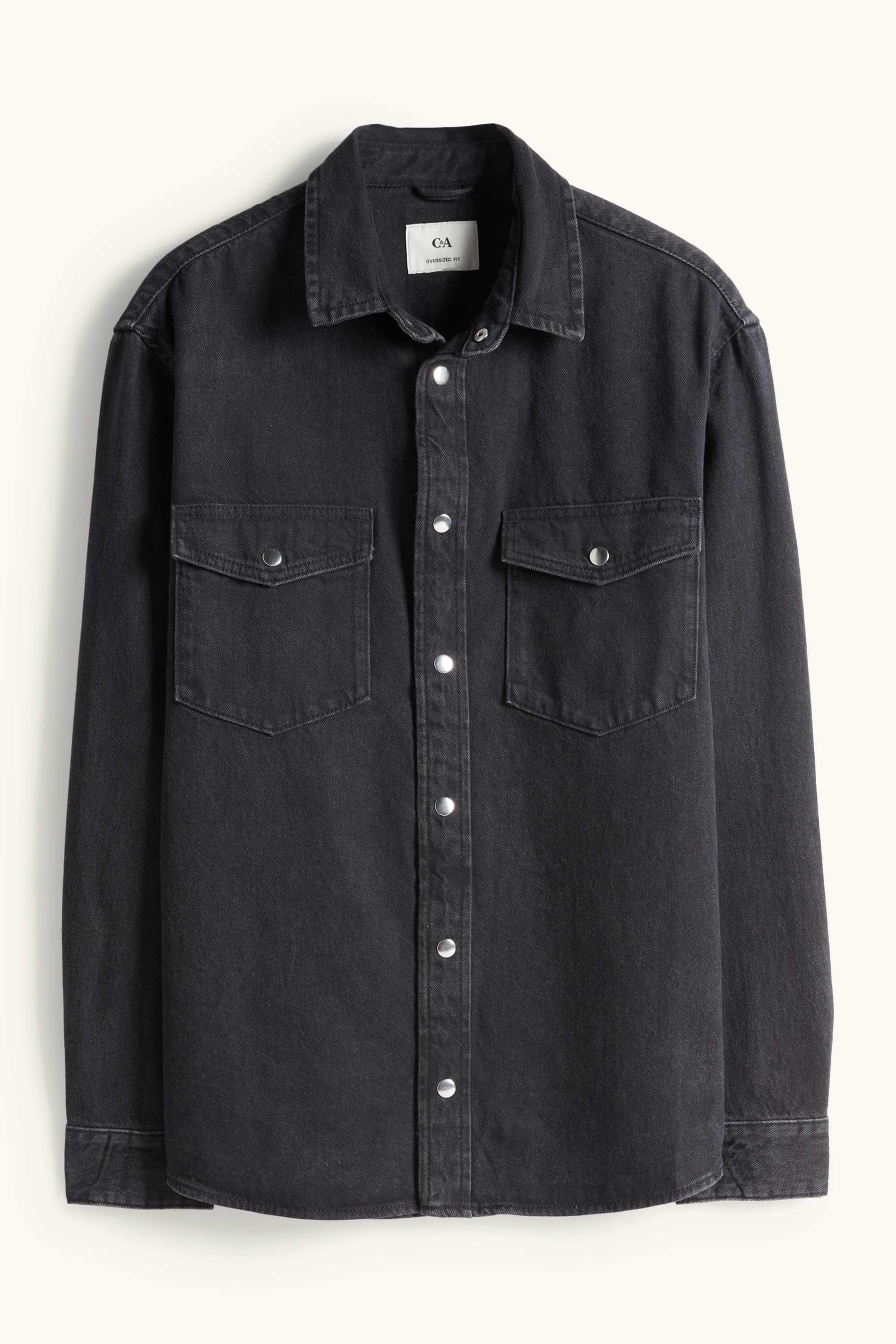 Denim shirt - oversized - kent collar denim-dark gray