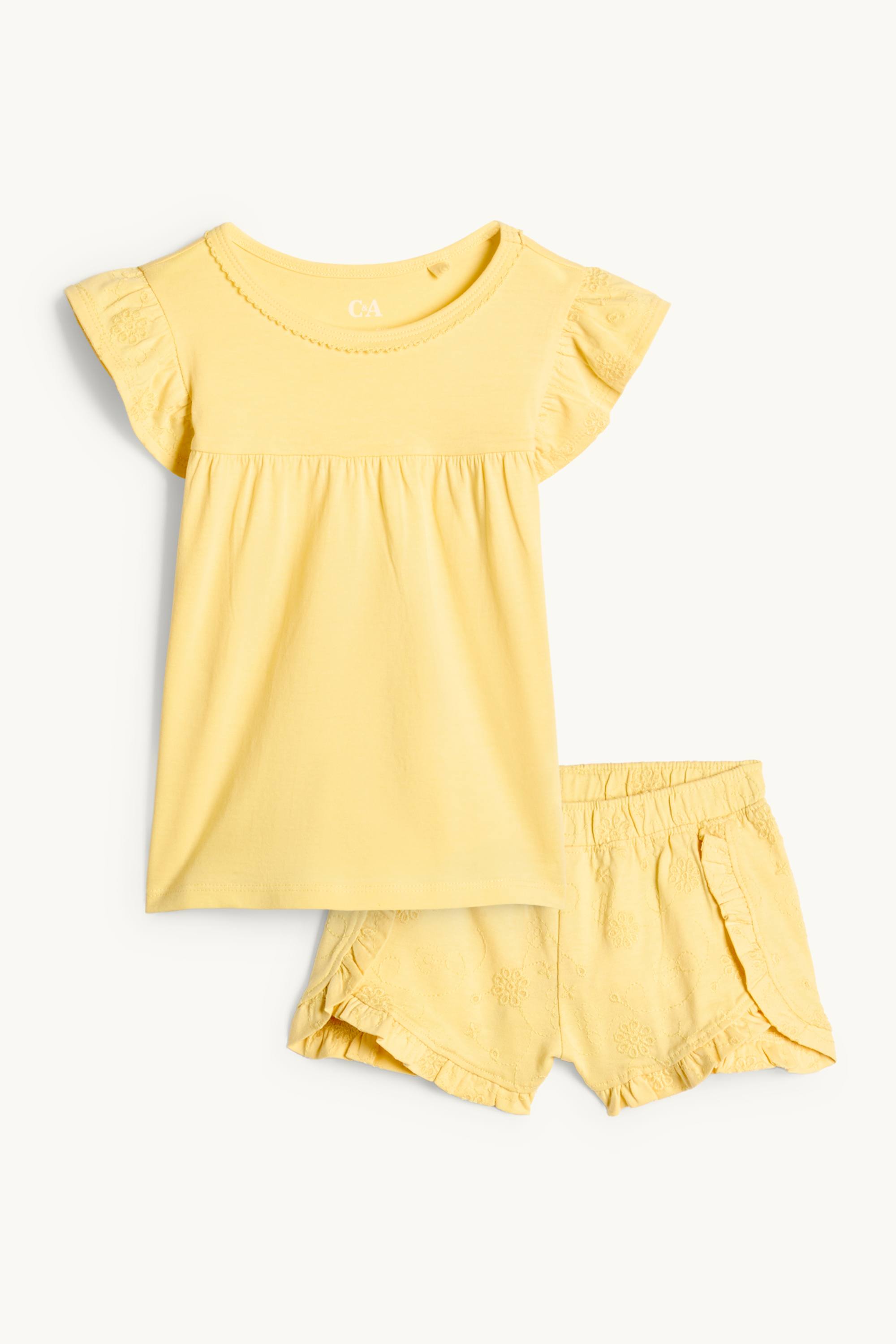 Floral - short pyjamas - 2 piece yellow