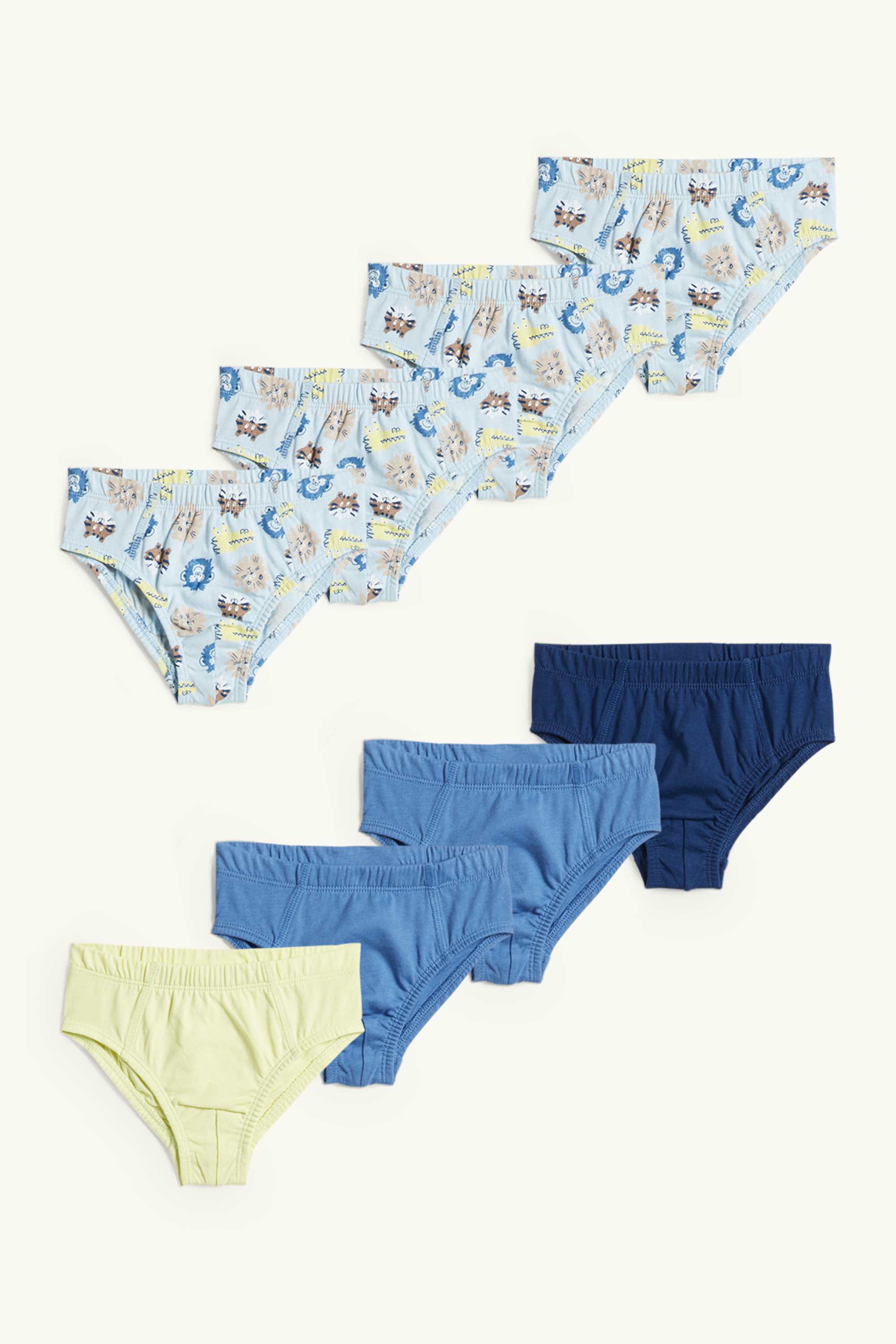 Multipack of 8 - wild animals - briefs blue