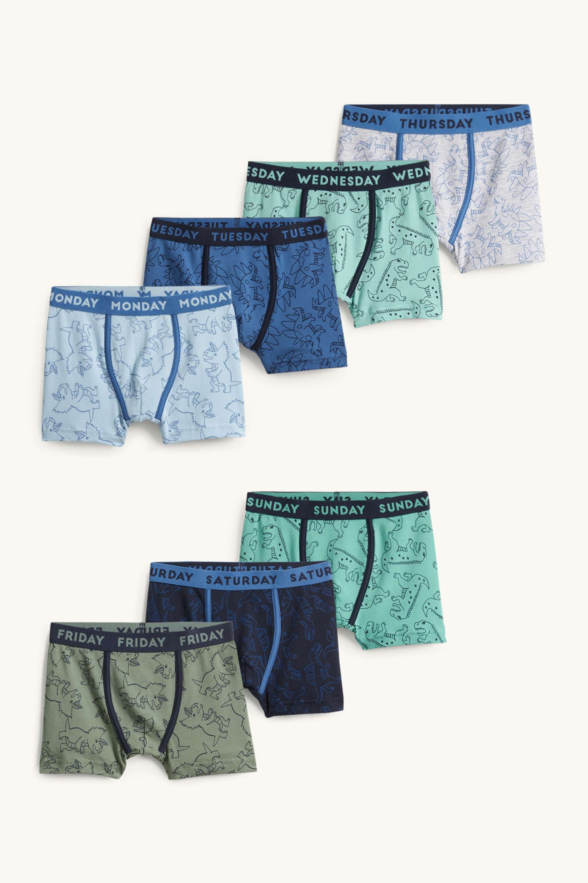 Multipack of 7 - dino - boxer shorts green / dark blue