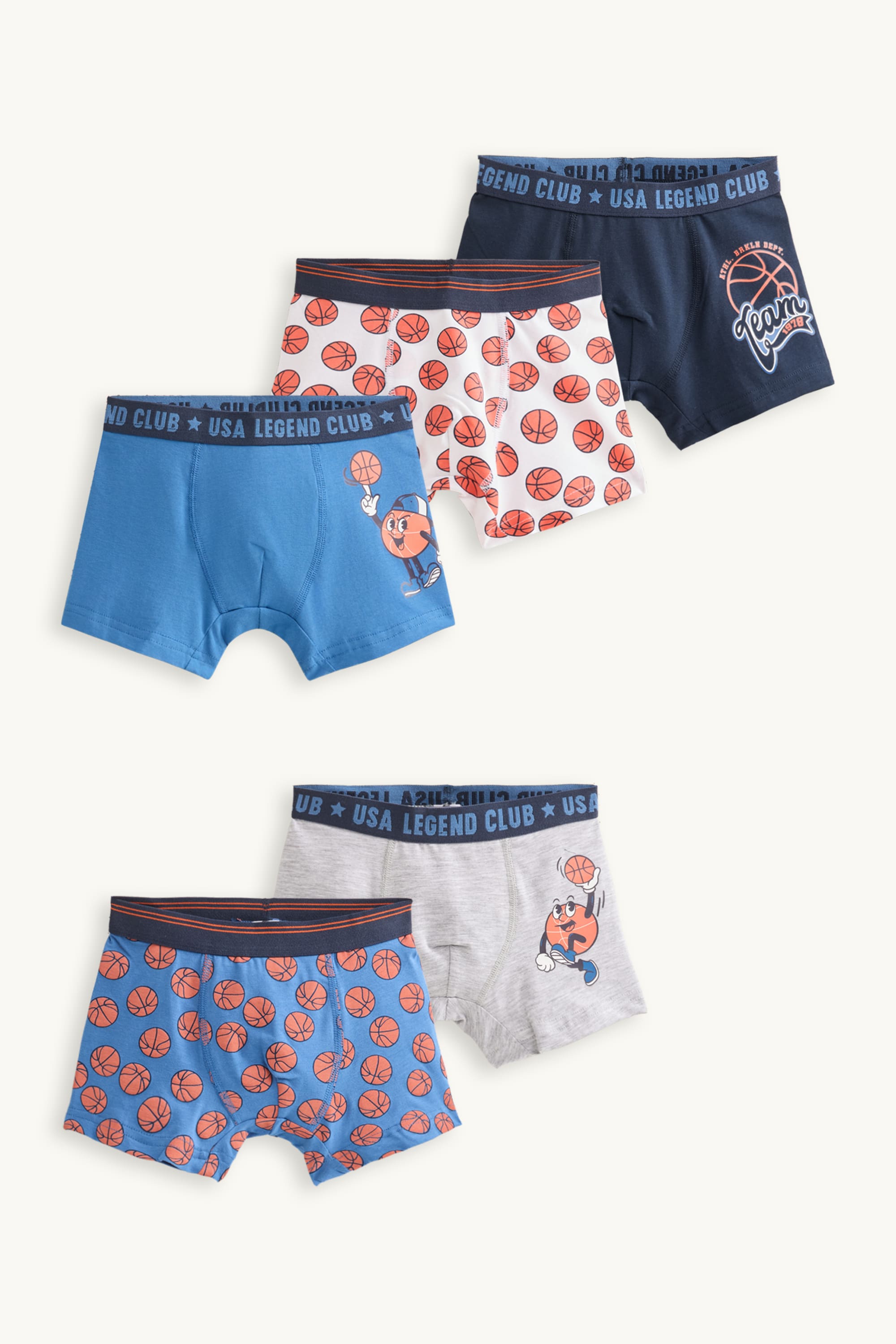 Multipack of 5 - basketball - boxer shorts blue
