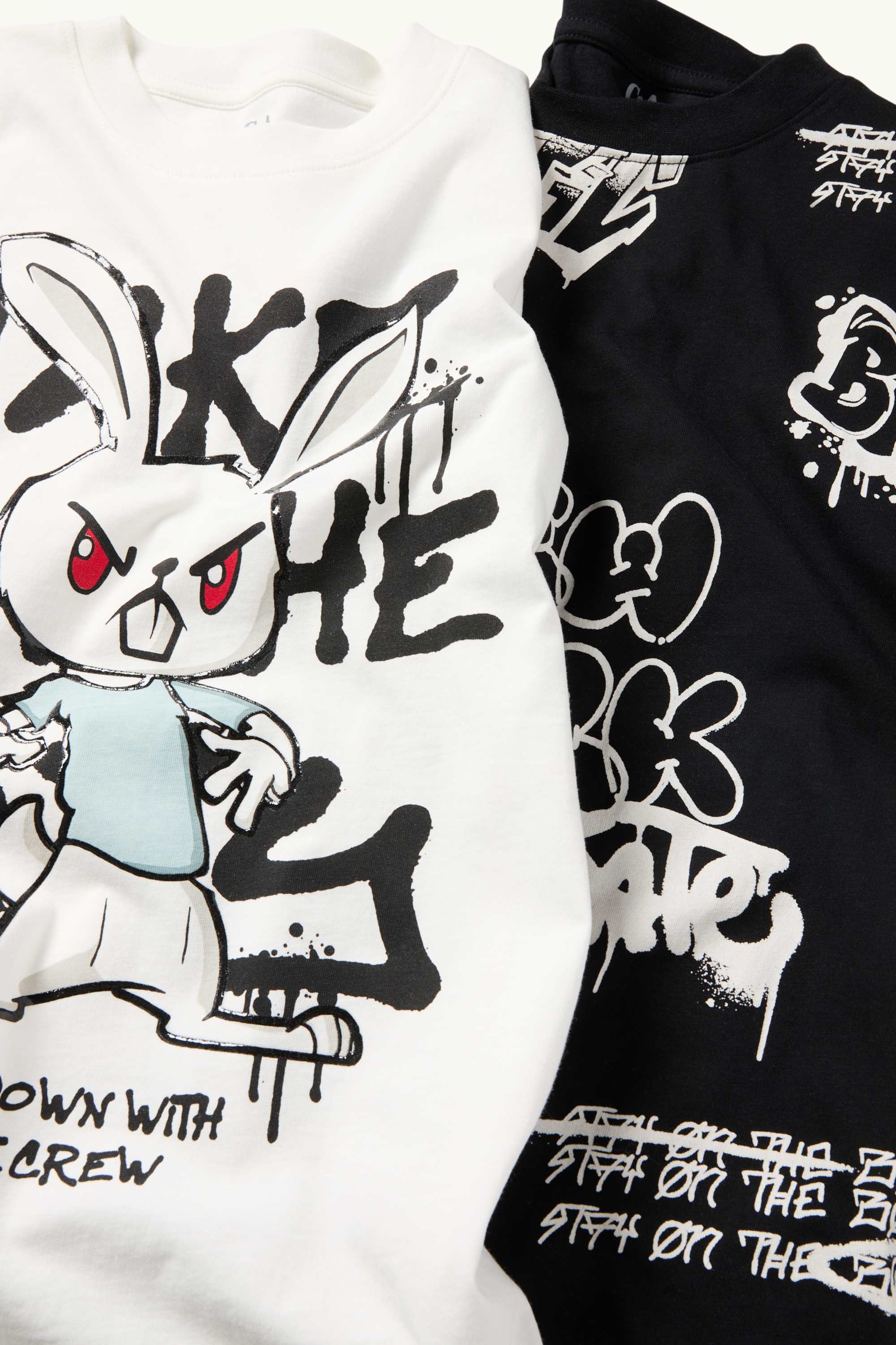 Multipack of 2 - graffiti - short sleeve T-shirt black / white