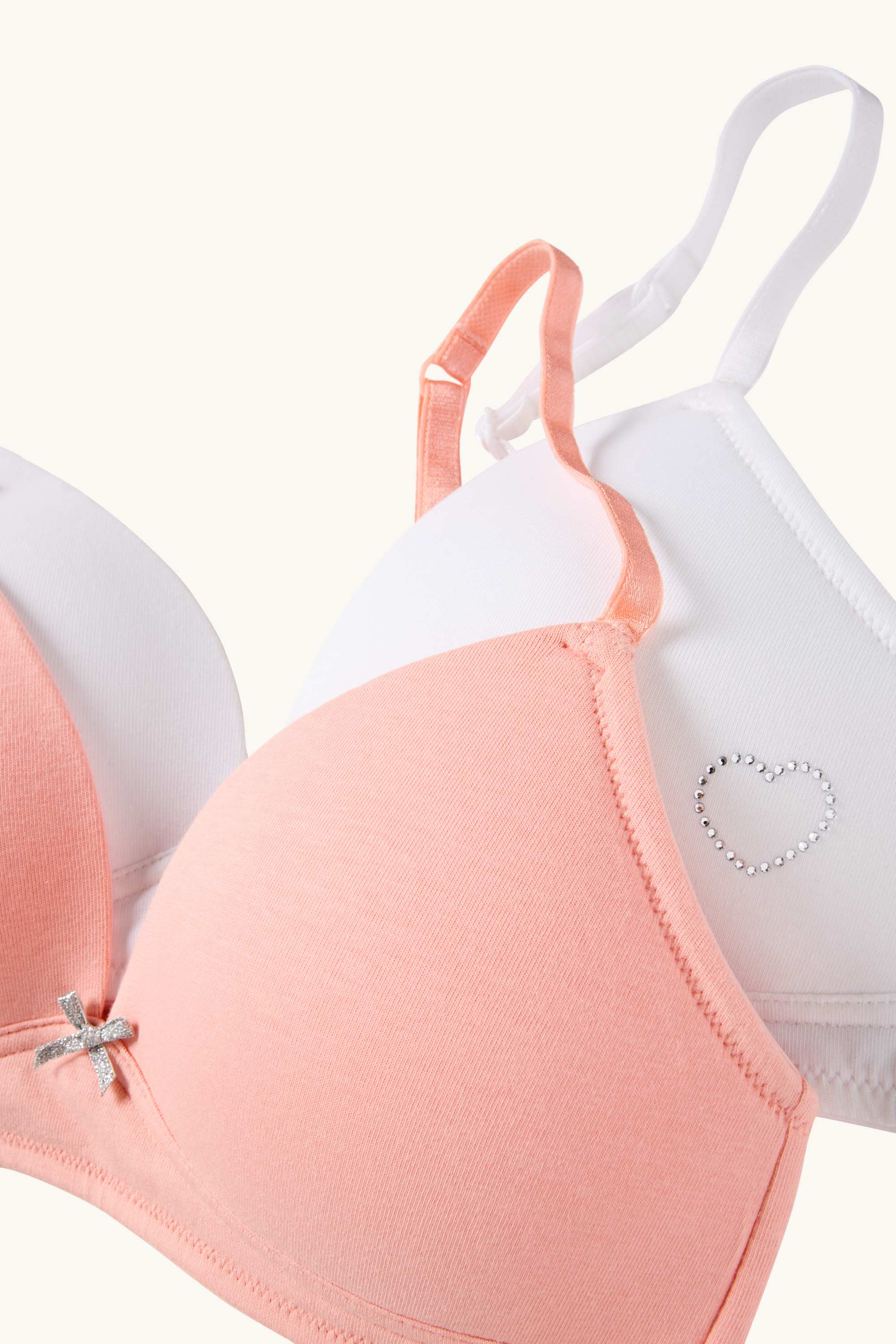 Multipack of 2 - heart - non-wired bra - padded coral