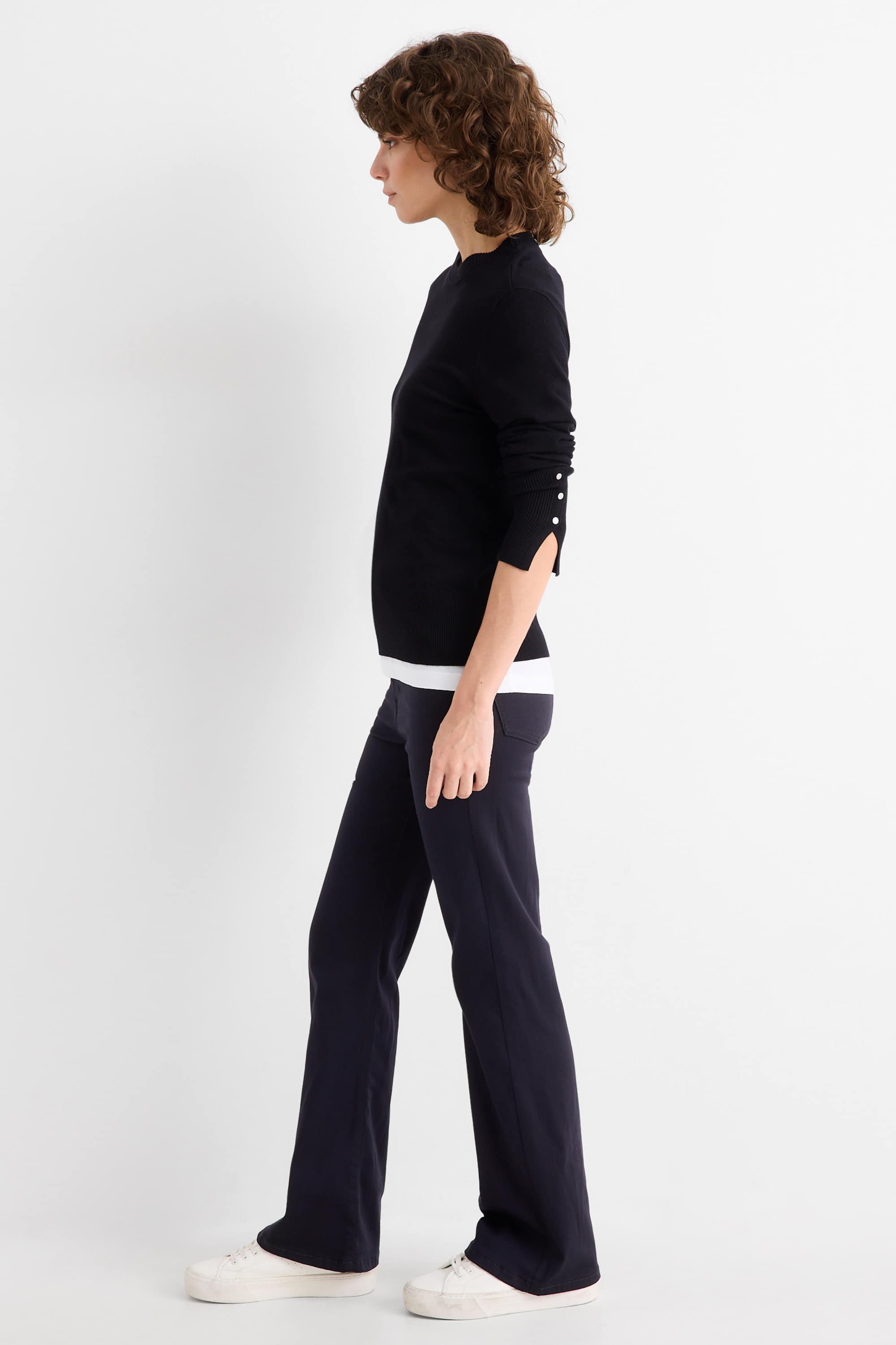 Cloth trousers - high waist - recycled dark blue