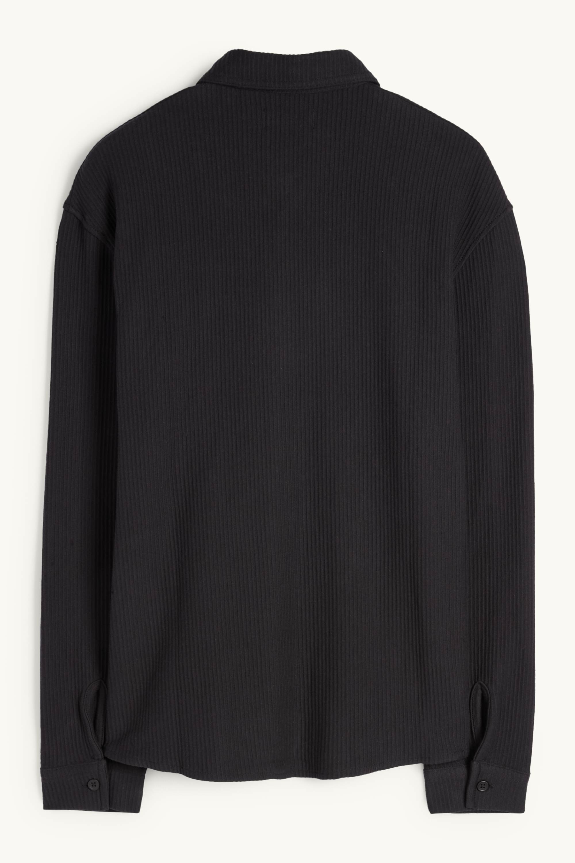 Shirt - relaxed fit - kent collar - ribbed black