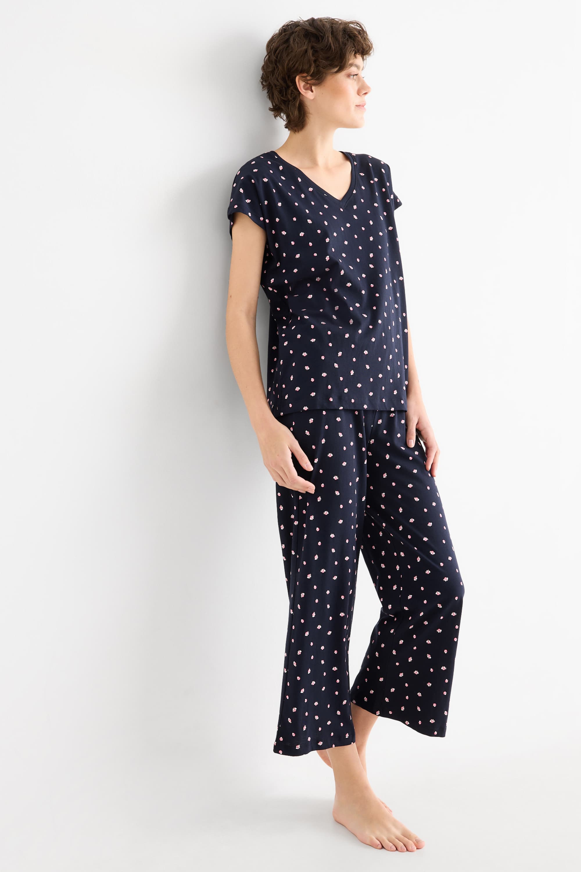 Pyjamas - floral dark blue