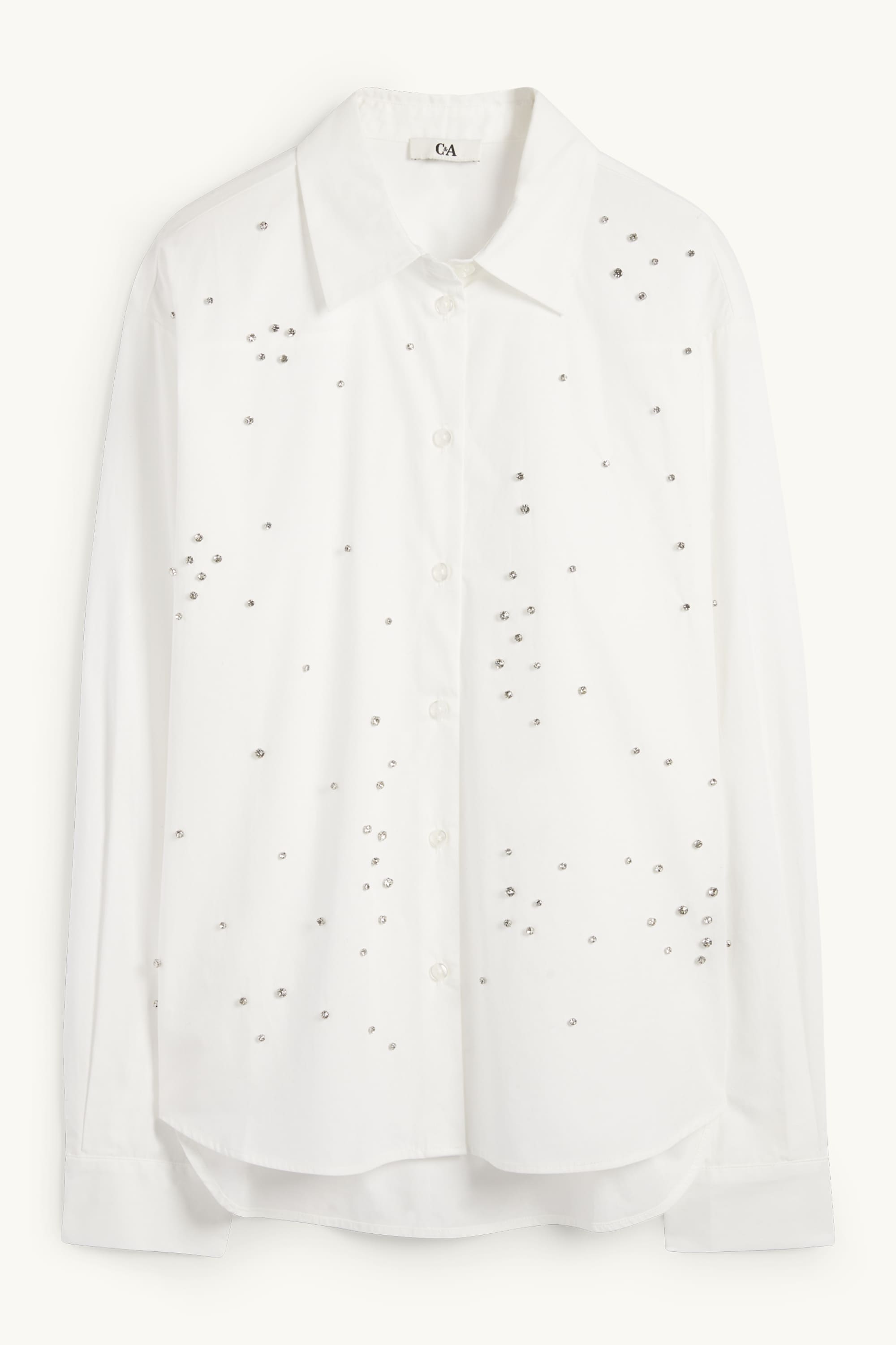 Blouse with rhinestones white