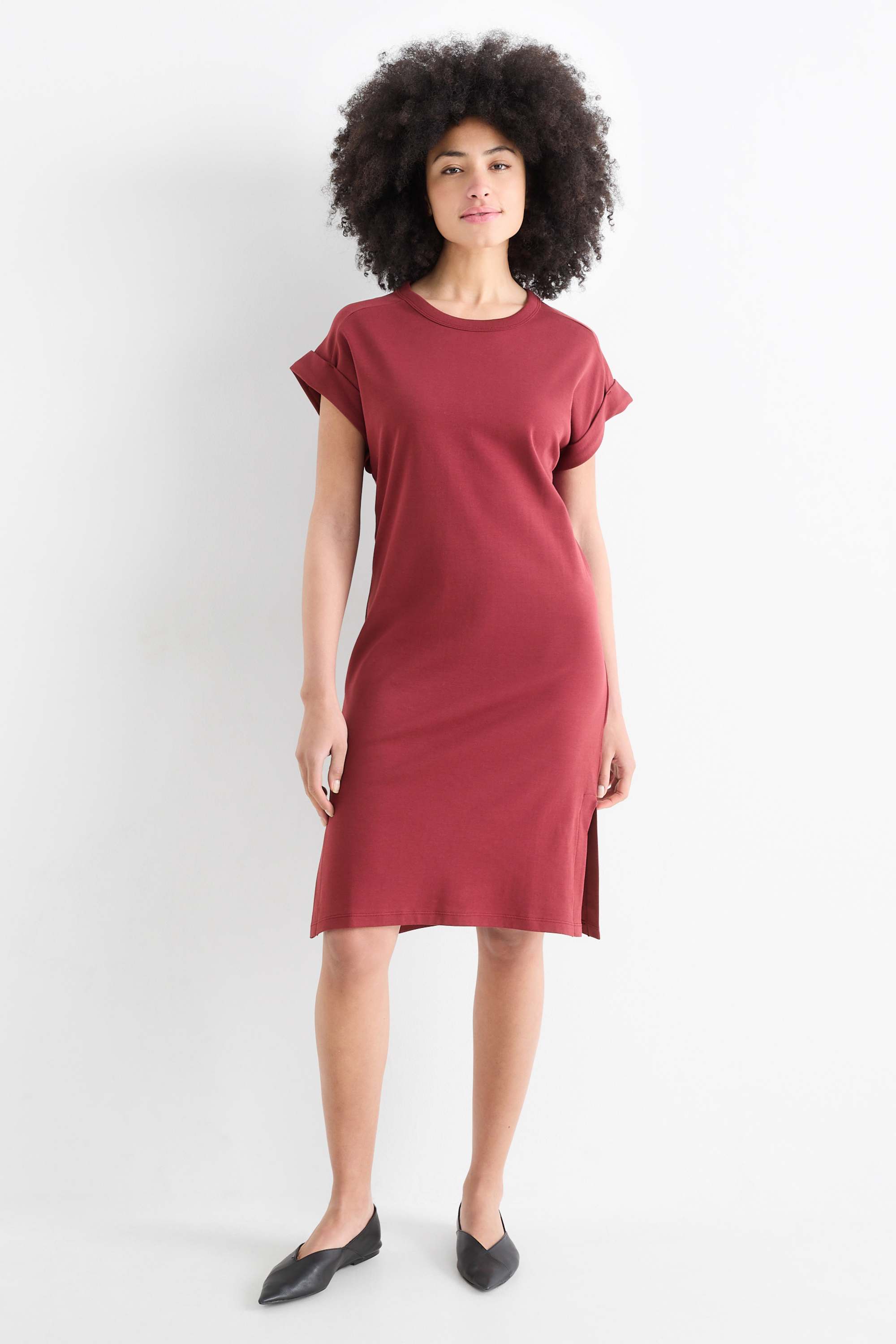 T-shirt dress dark red