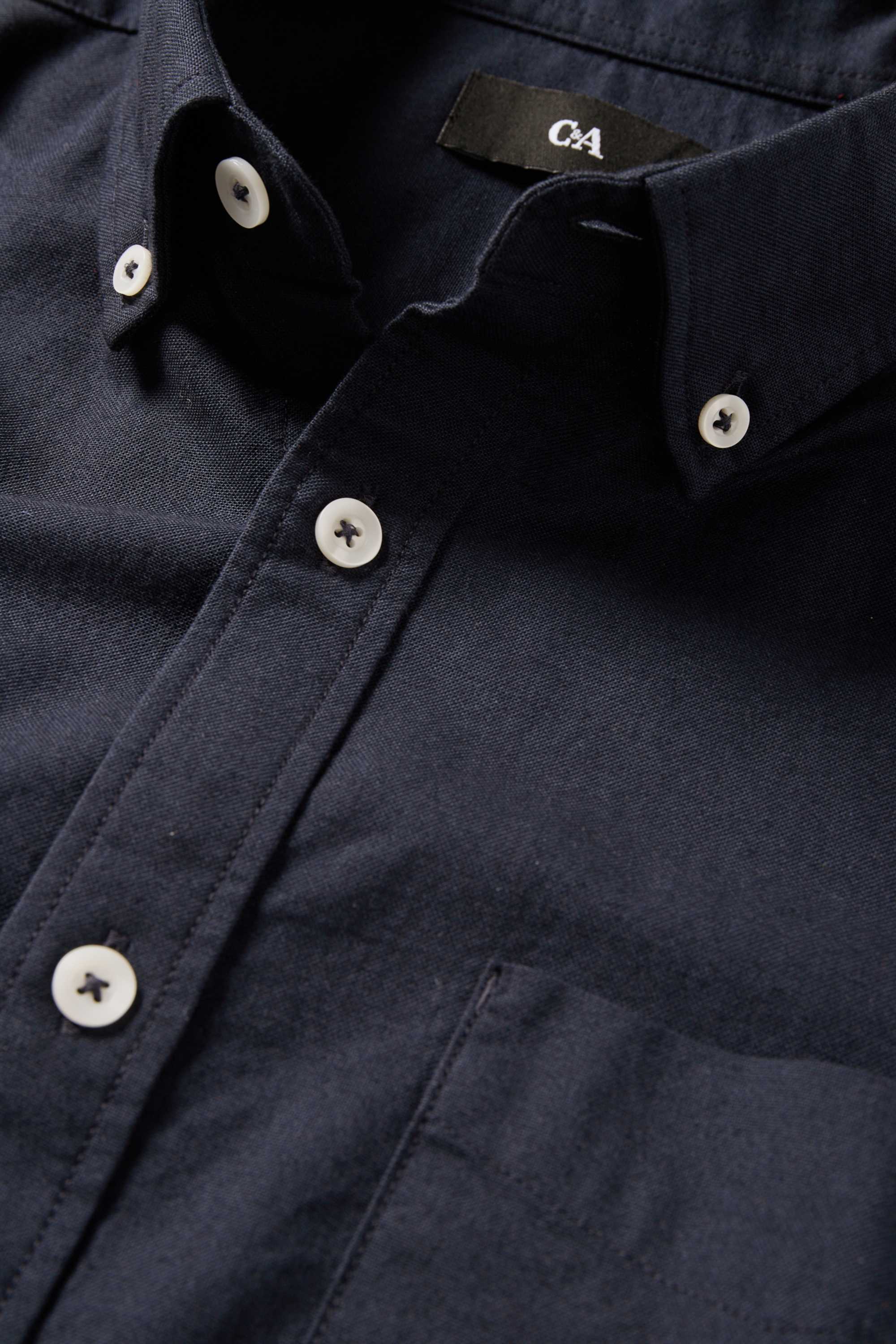 Shirt - regular fit - button-down collar dark blue